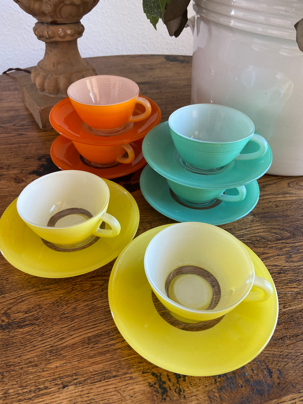 6 tazas café de colores en vidrio francés  "Duralex"
