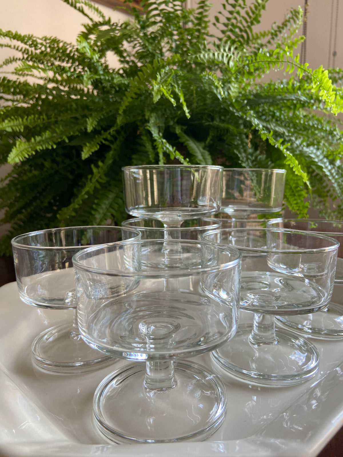 8 copas cava/postre en vidrio transparente francés