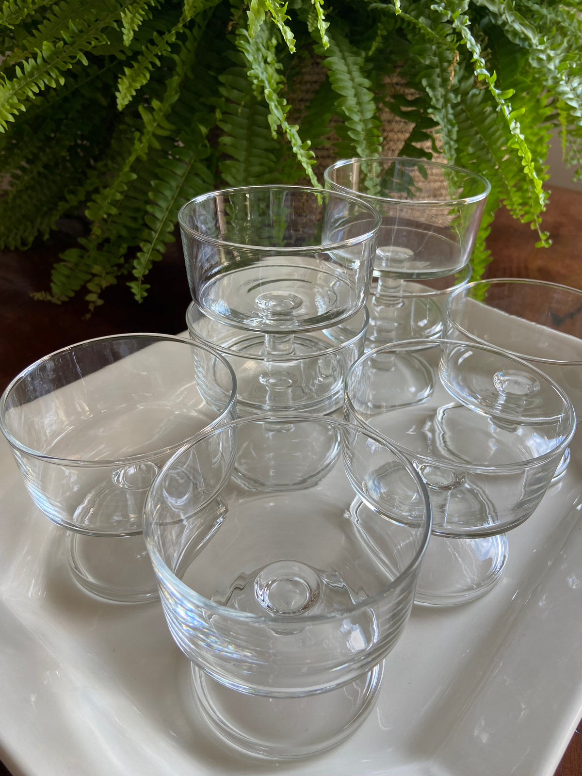 8 copas cava/postre en vidrio transparente francés