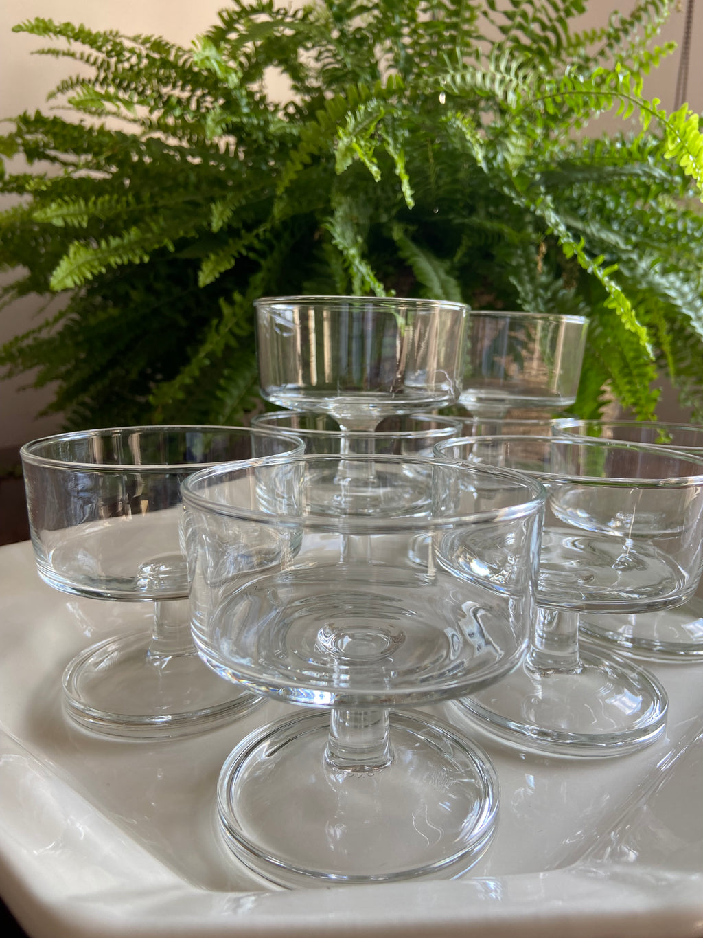 8 copas cava/postre en vidrio transparente francés
