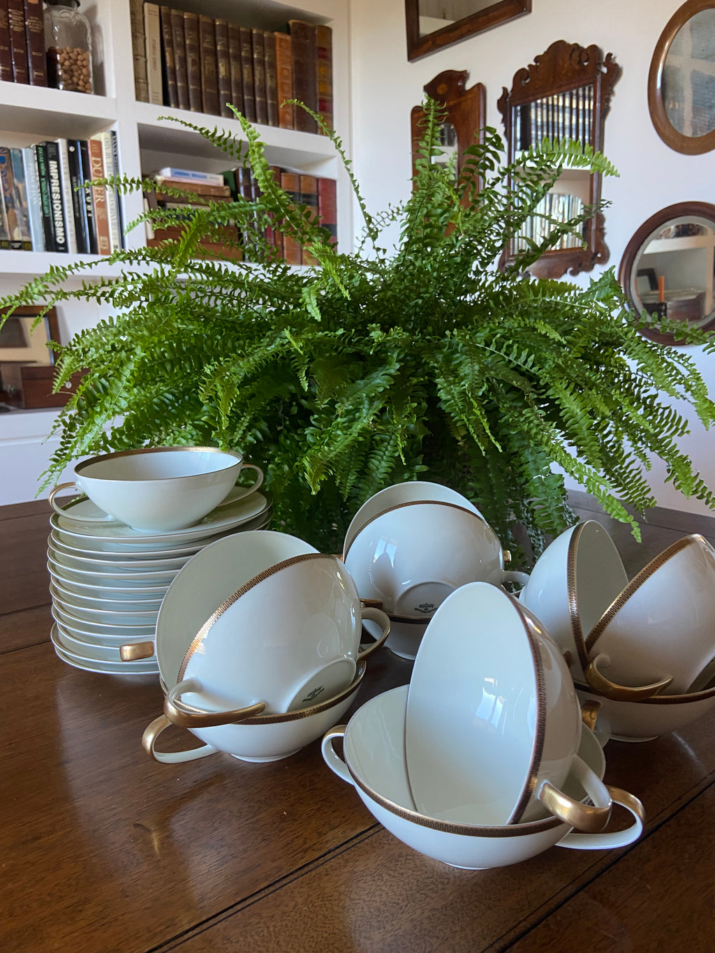 12 tazas consomé en porcelana alemana "Johnn Haviland" Bavaria