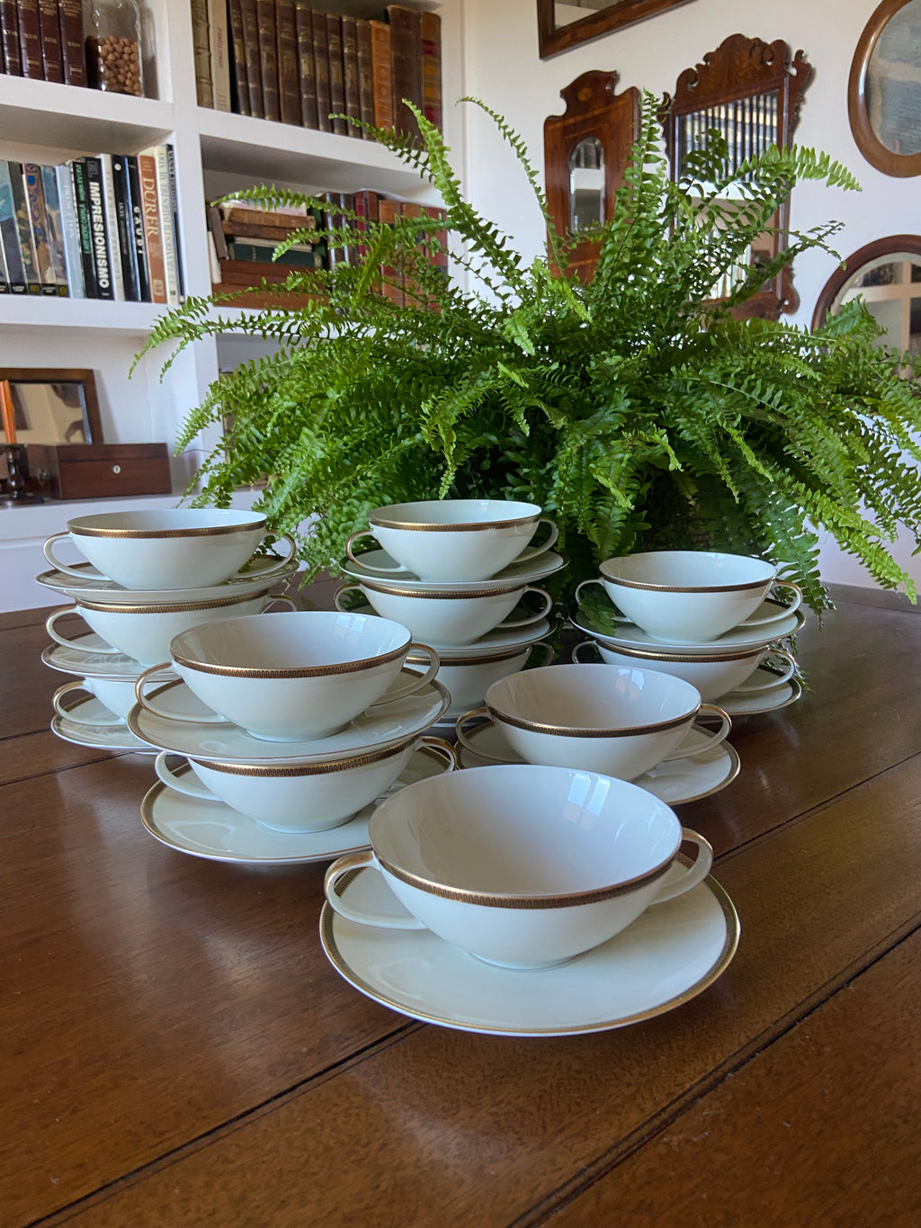 12 tazas consomé en porcelana alemana "Johnn Haviland" Bavaria