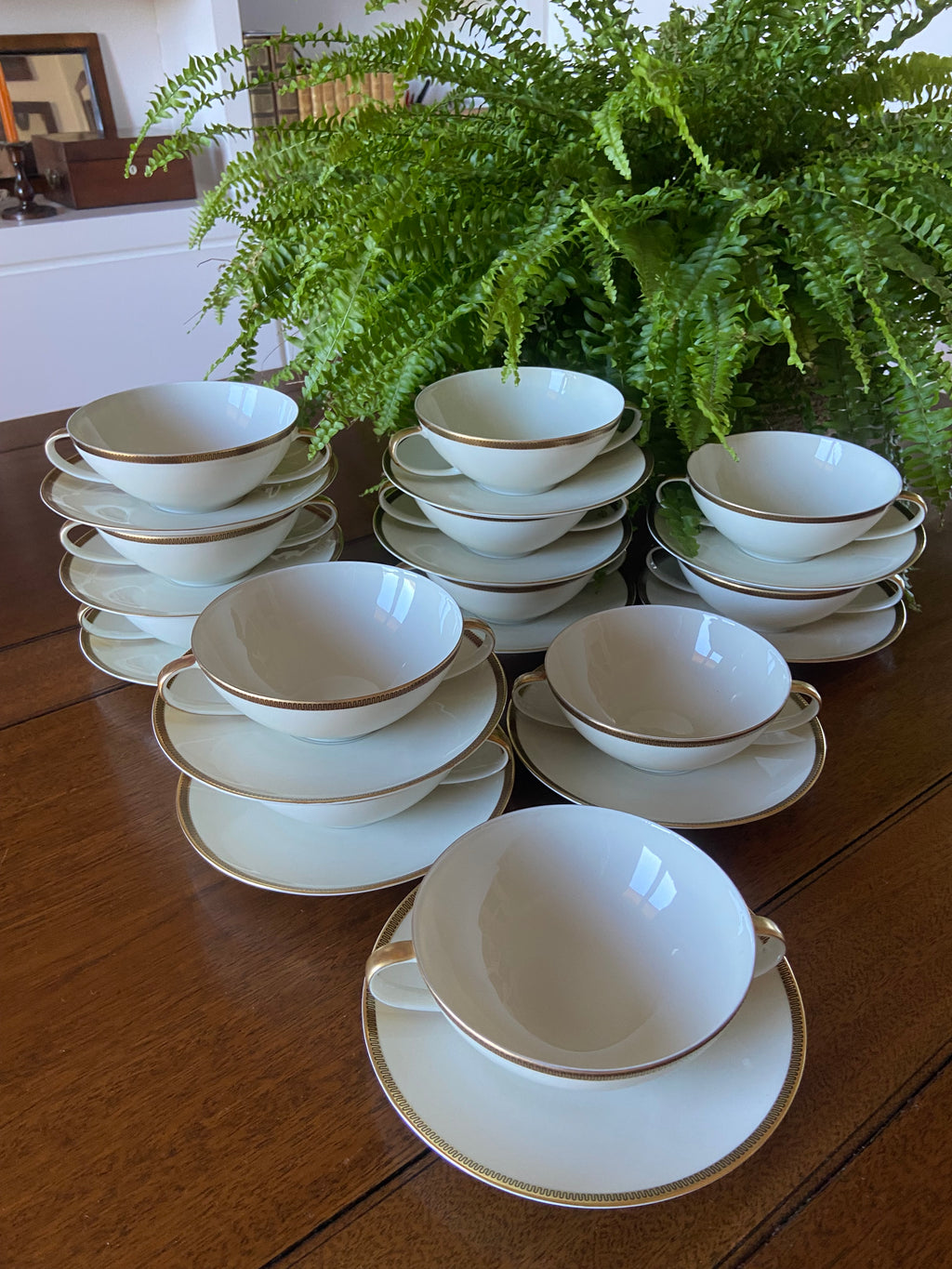 12 tazas consomé en porcelana alemana "Johnn Haviland" Bavaria