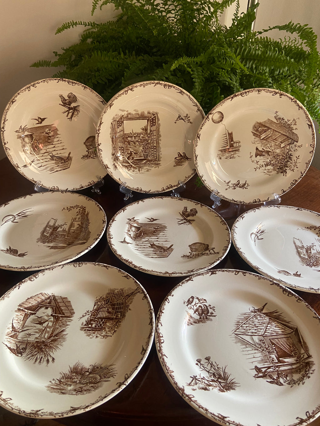 8 platos llanos en loza francesa "Terre de Fer" H&B & Cie