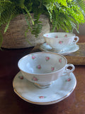 Pareja de tazas té/desayuno en porcelana "Hispania", Manises Valencia
