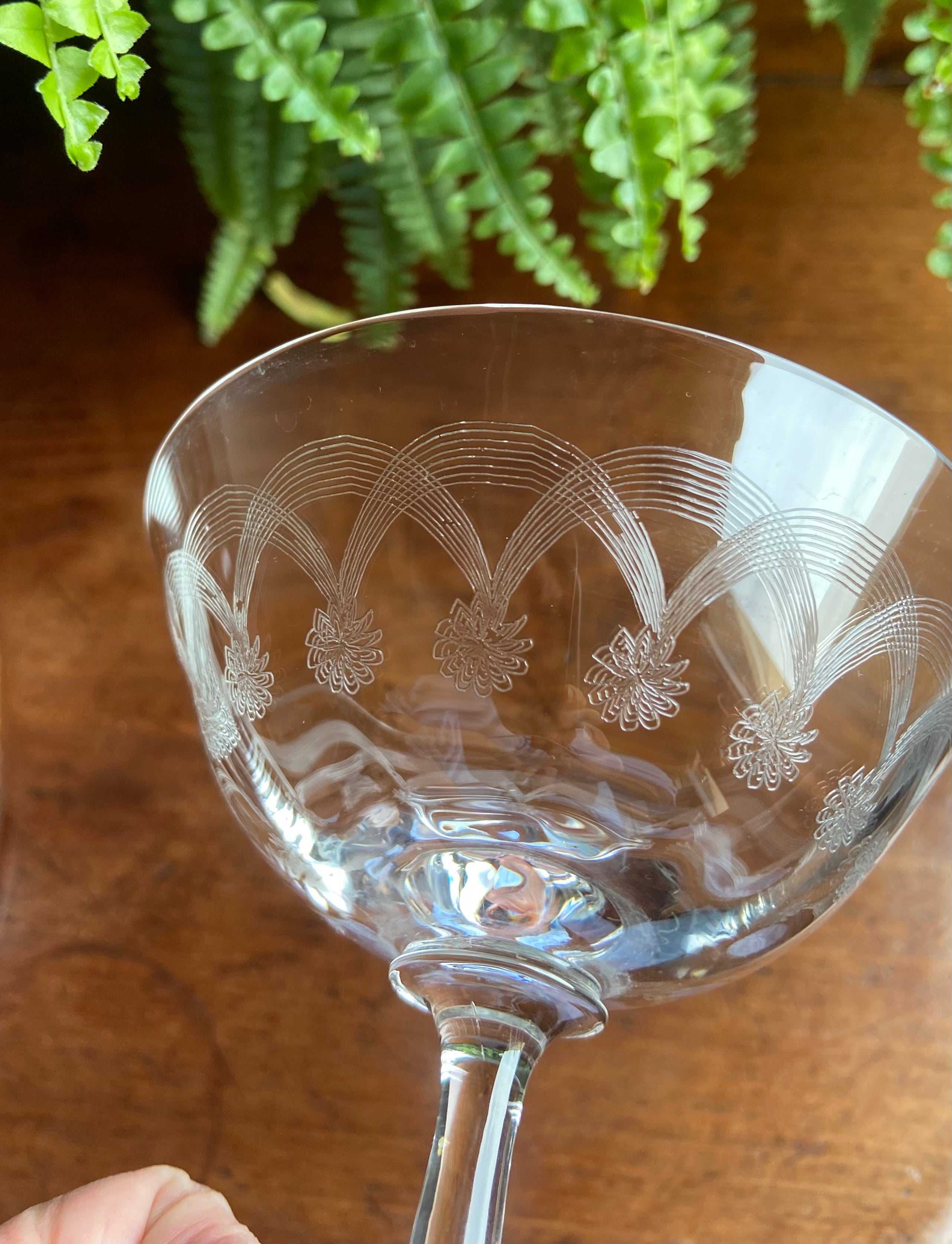 8 copas cava/postre en cristal serigrafiado