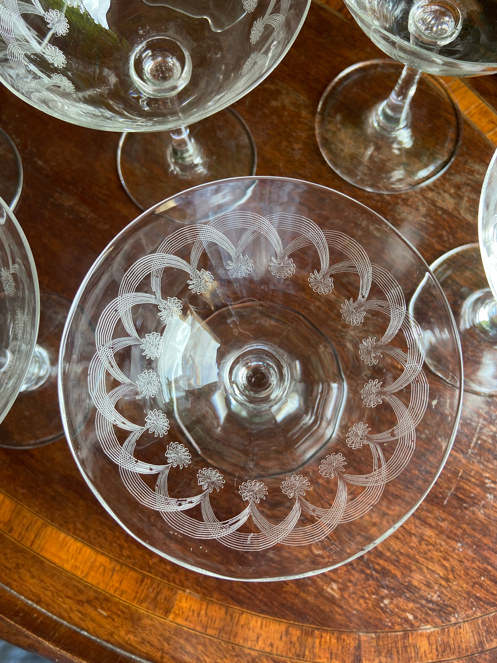 8 copas cava/postre en cristal serigrafiado