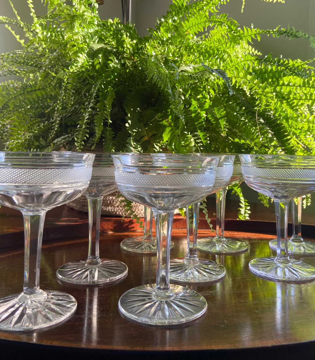 8 copas cava/postres en cristal tallado