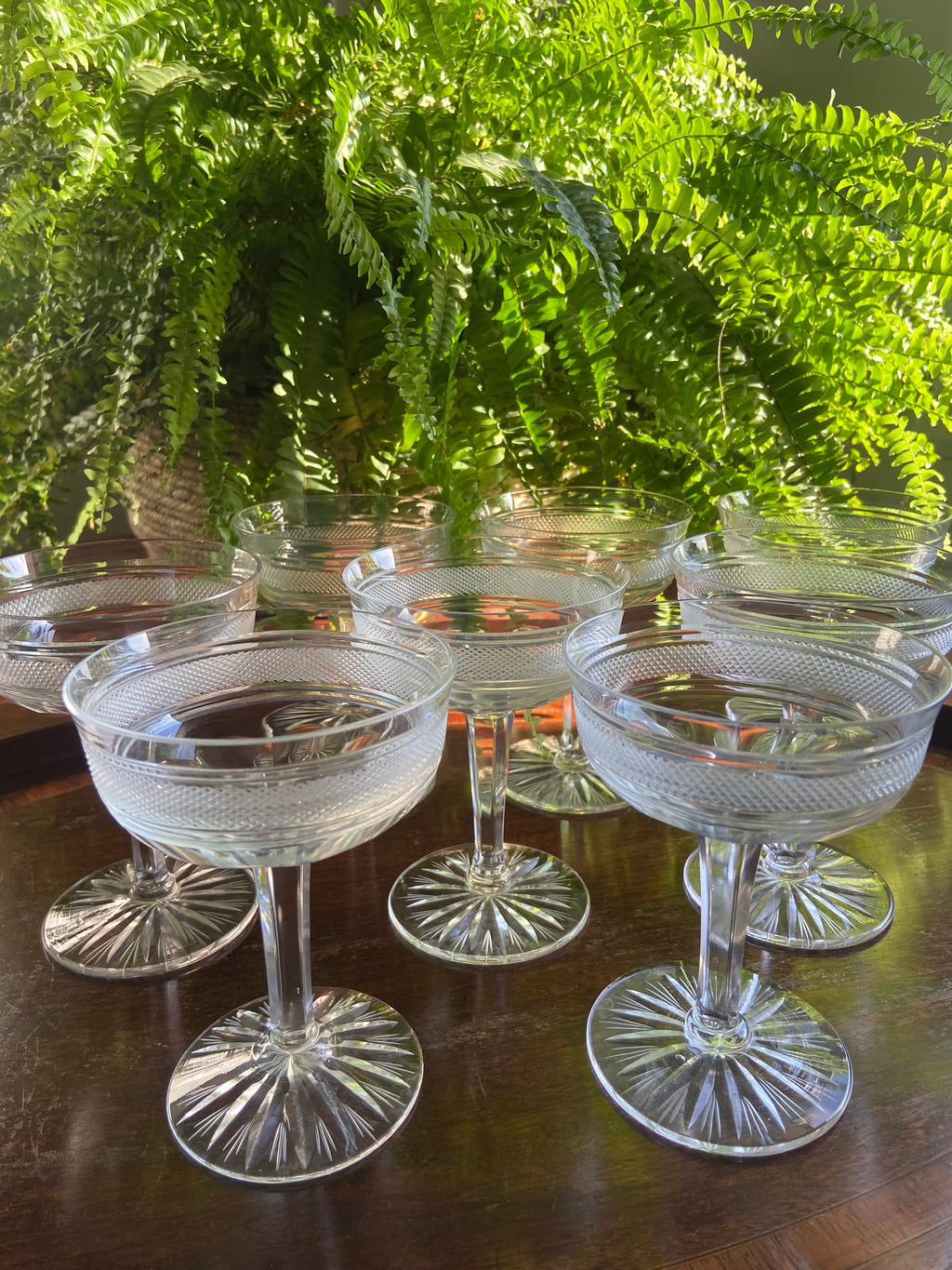 8 copas cava/postres en cristal tallado
