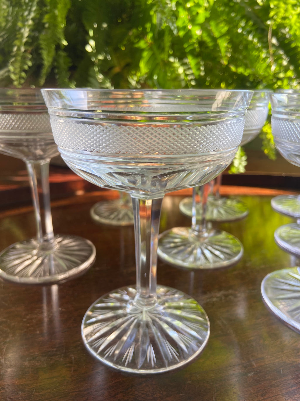 8 copas cava/postres en cristal tallado