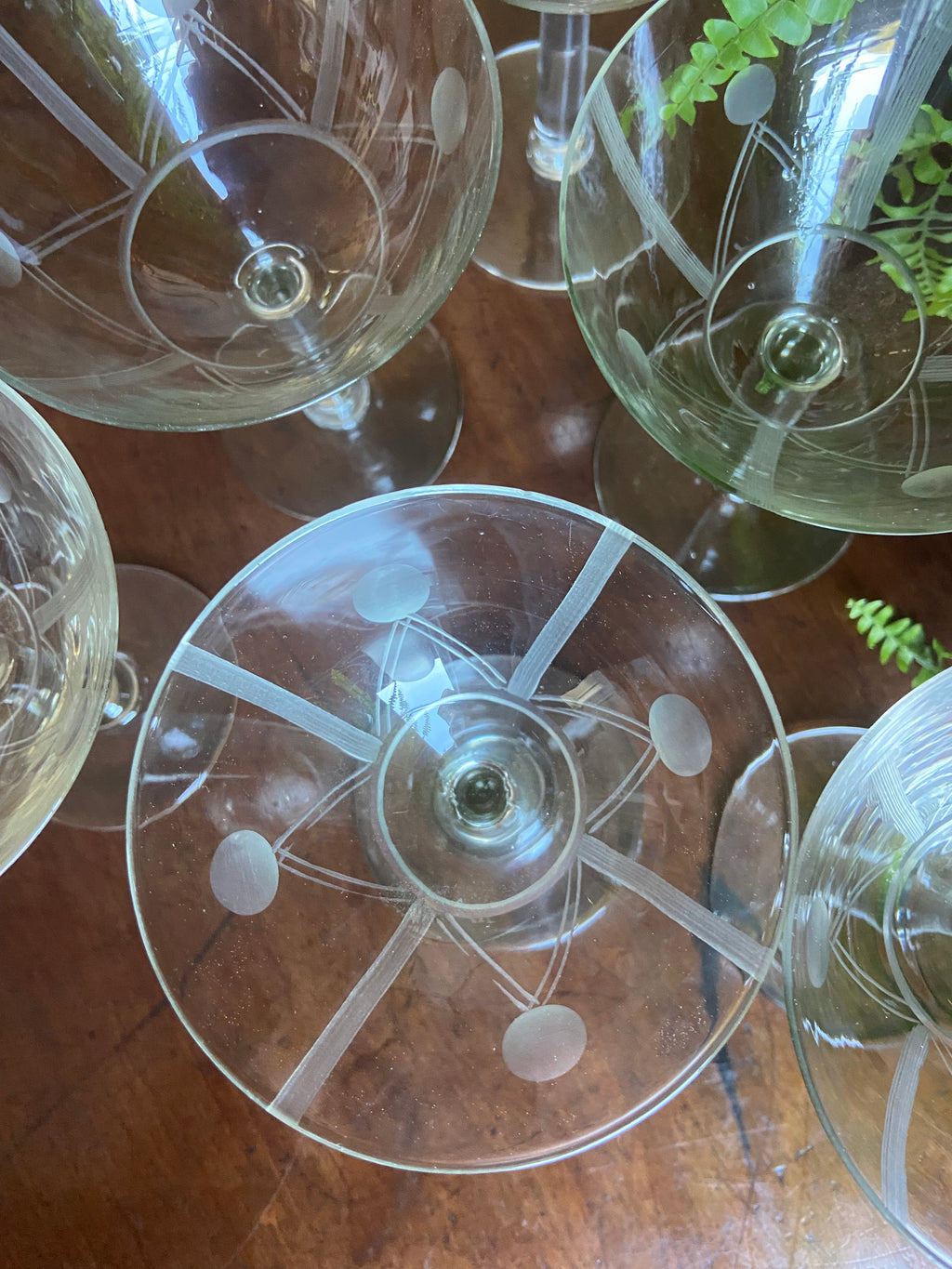 6 copas cava en vidrio tallado