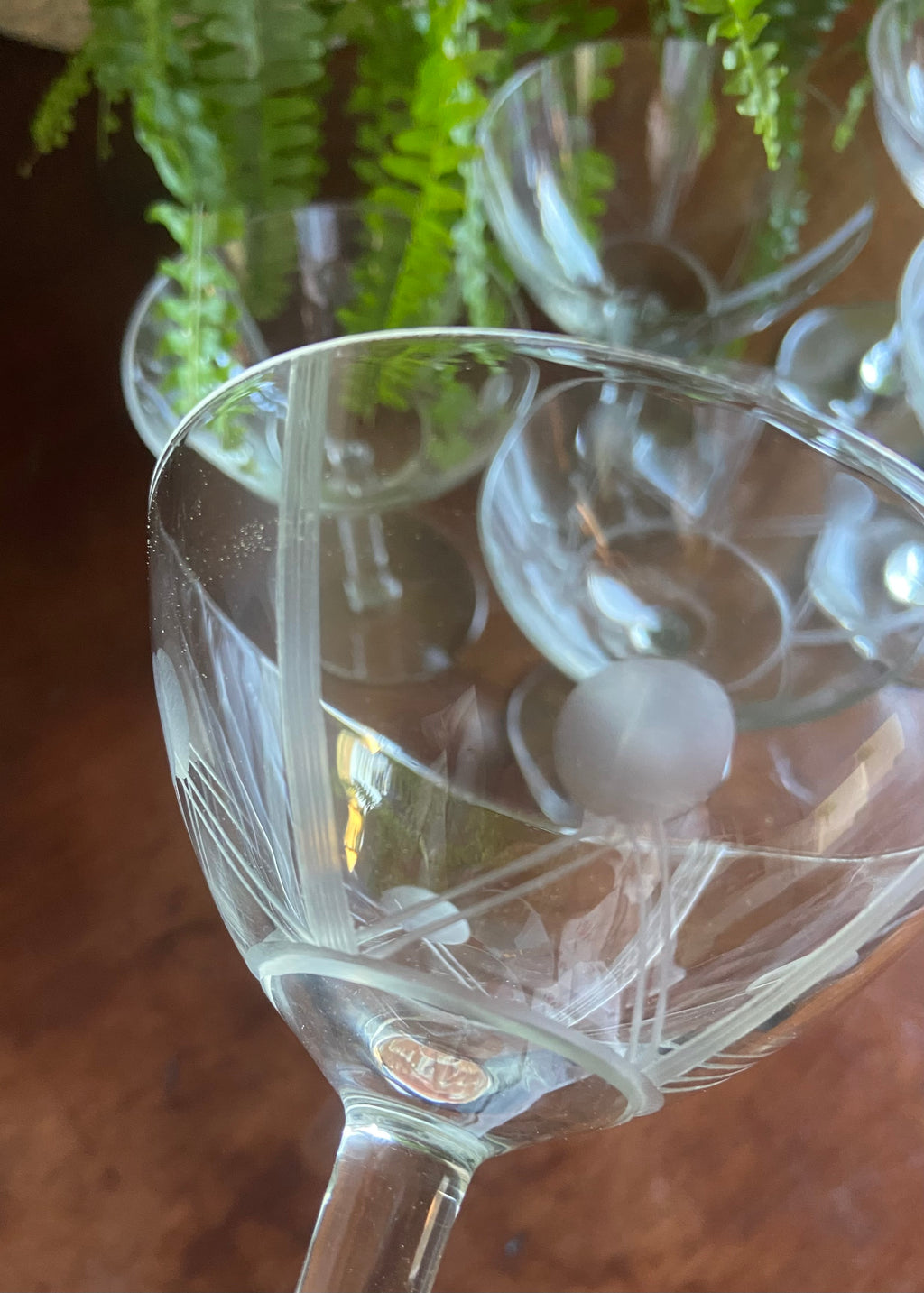 6 copas cava en vidrio tallado