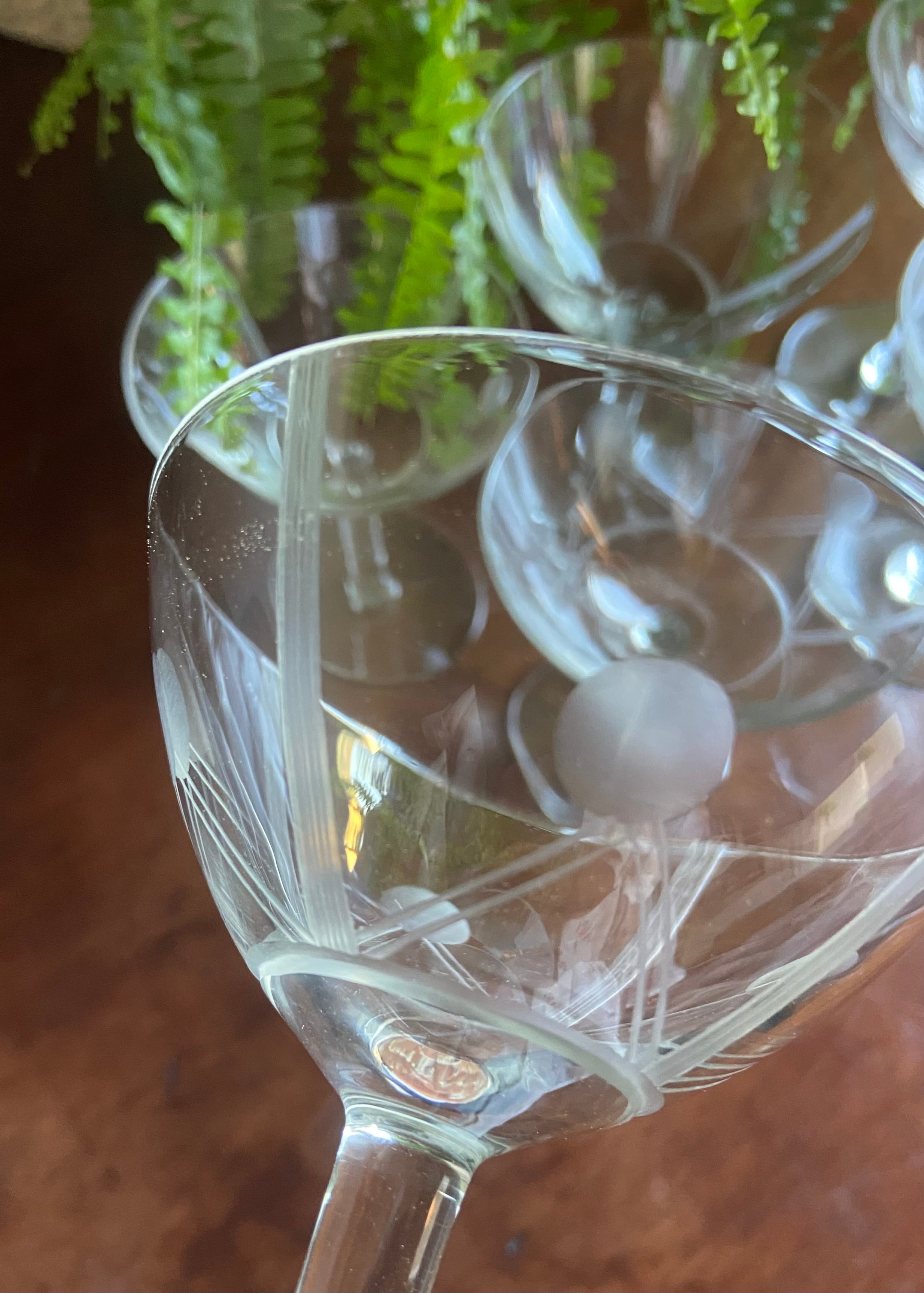 6 copas cava en vidrio tallado