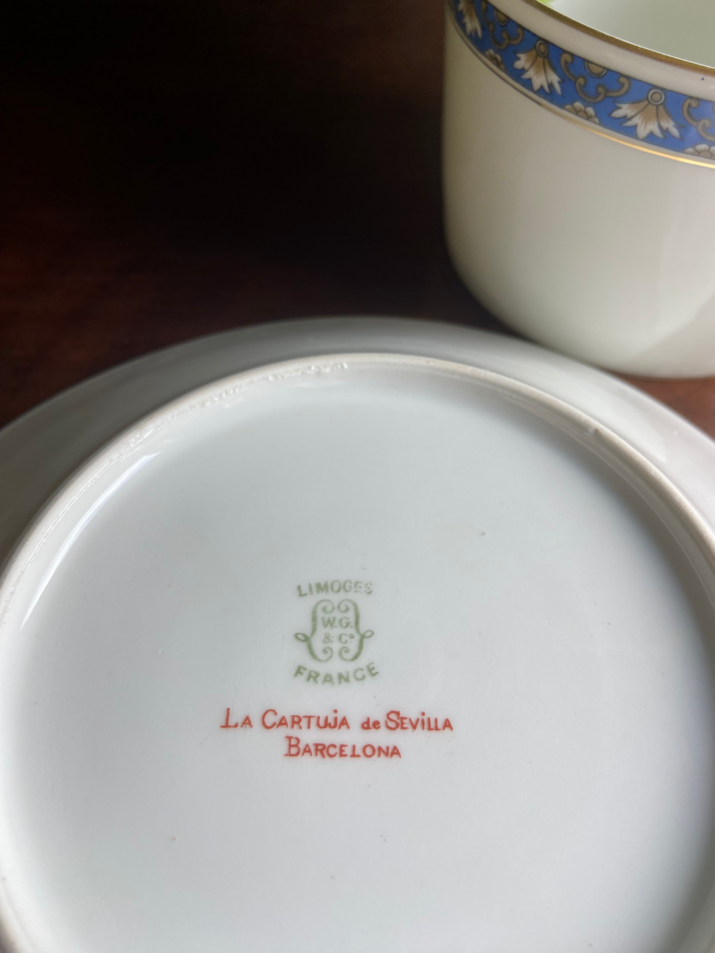 6 tazas de té en porcelana francesa de Limoges "W.G. & Cia"