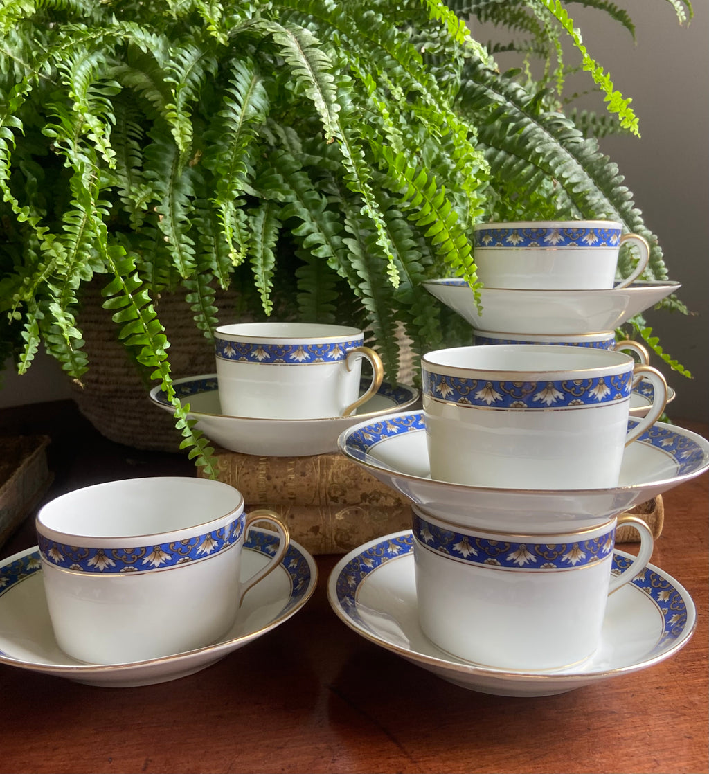 6 tazas de té en porcelana francesa de Limoges "W.G. & Cia"
