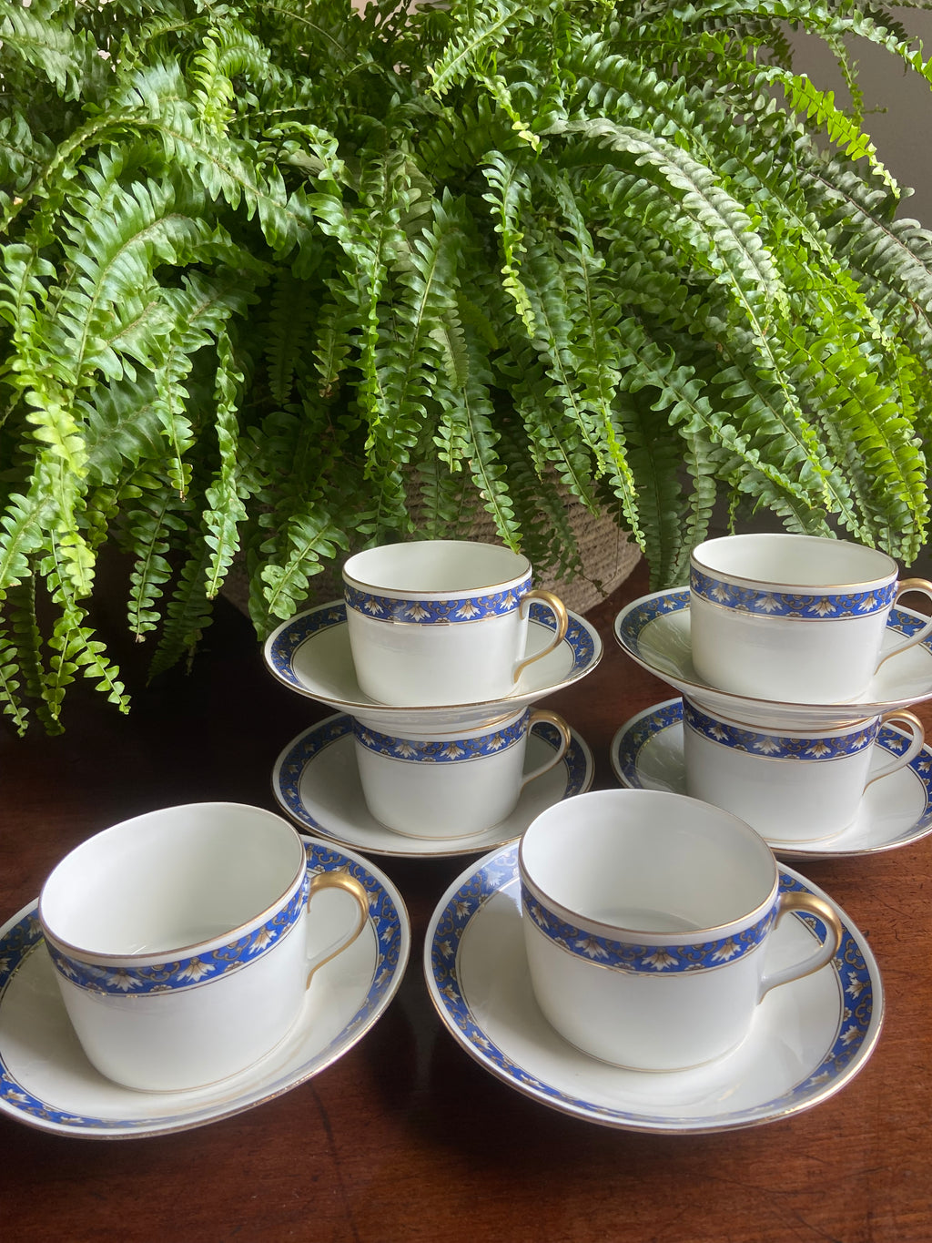 6 tazas de té en porcelana francesa de Limoges "W.G. & Cia"