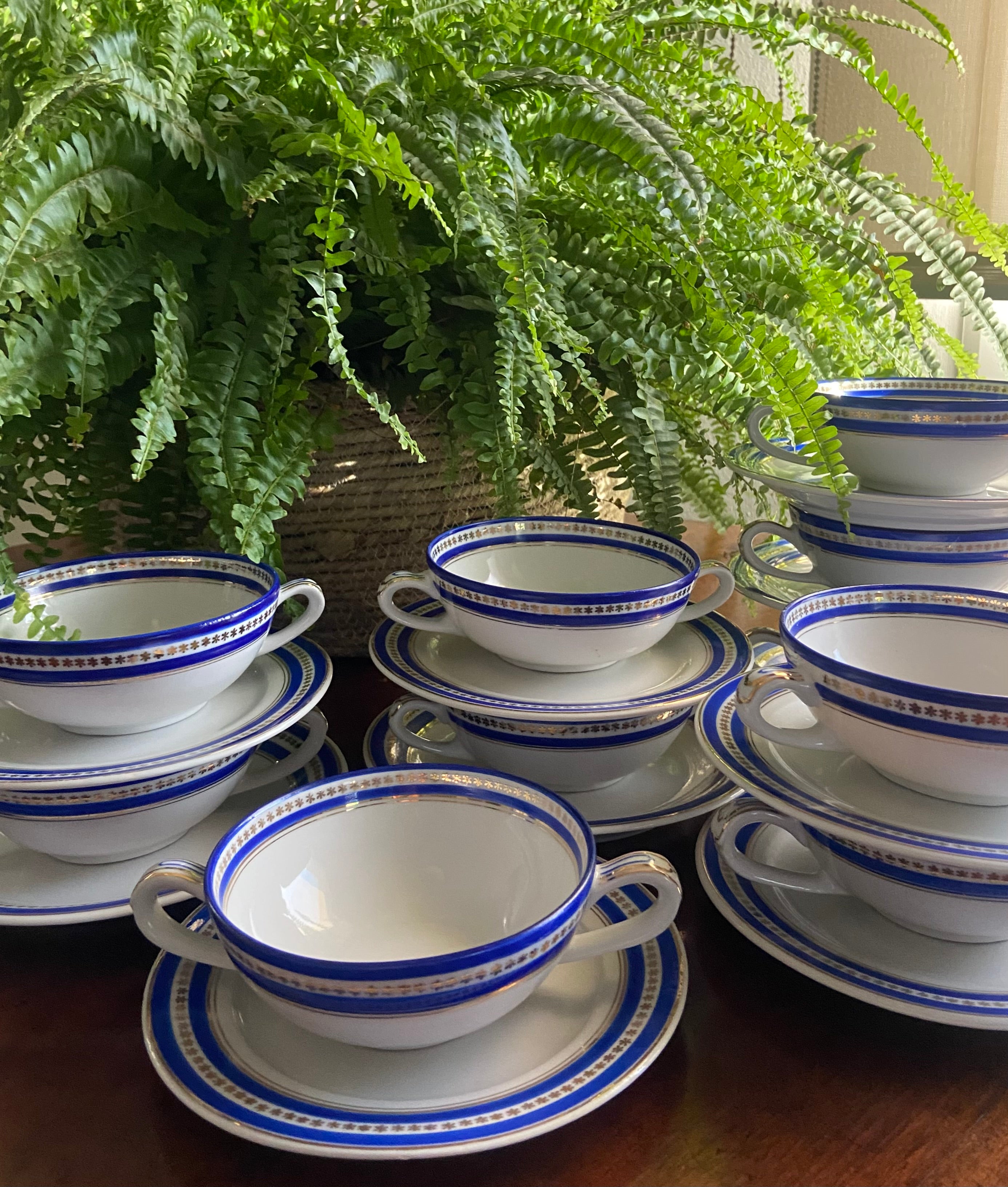 10 tazas de consomé en porcelana alemana "Jager"