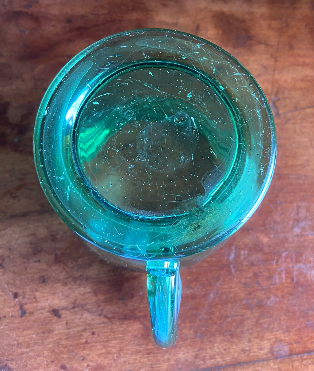 Jarra cerveza (florero) en vidrio verde mallorquin "Gordiola"