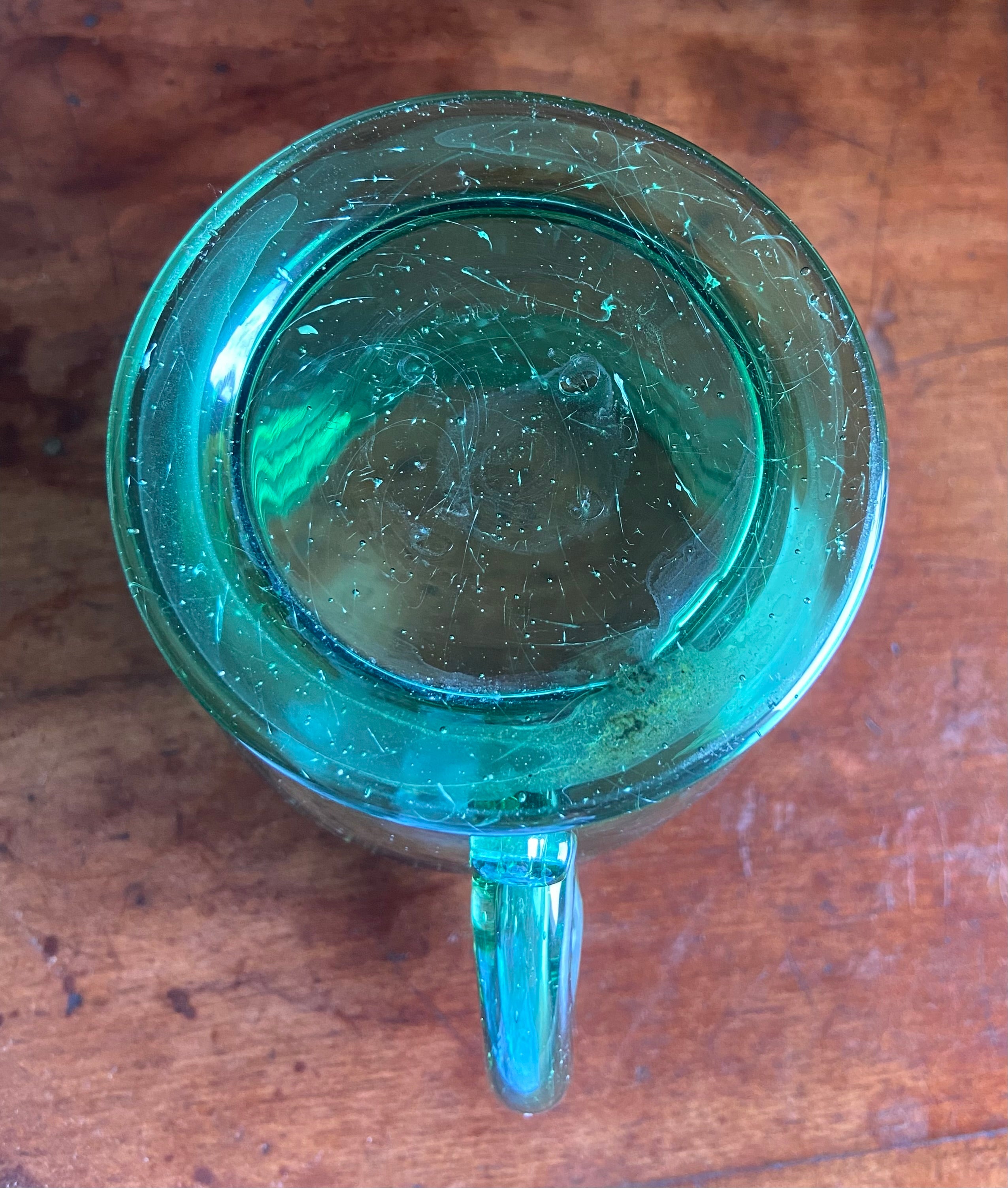 Jarra cerveza (florero) en vidrio verde mallorquin "Gordiola"