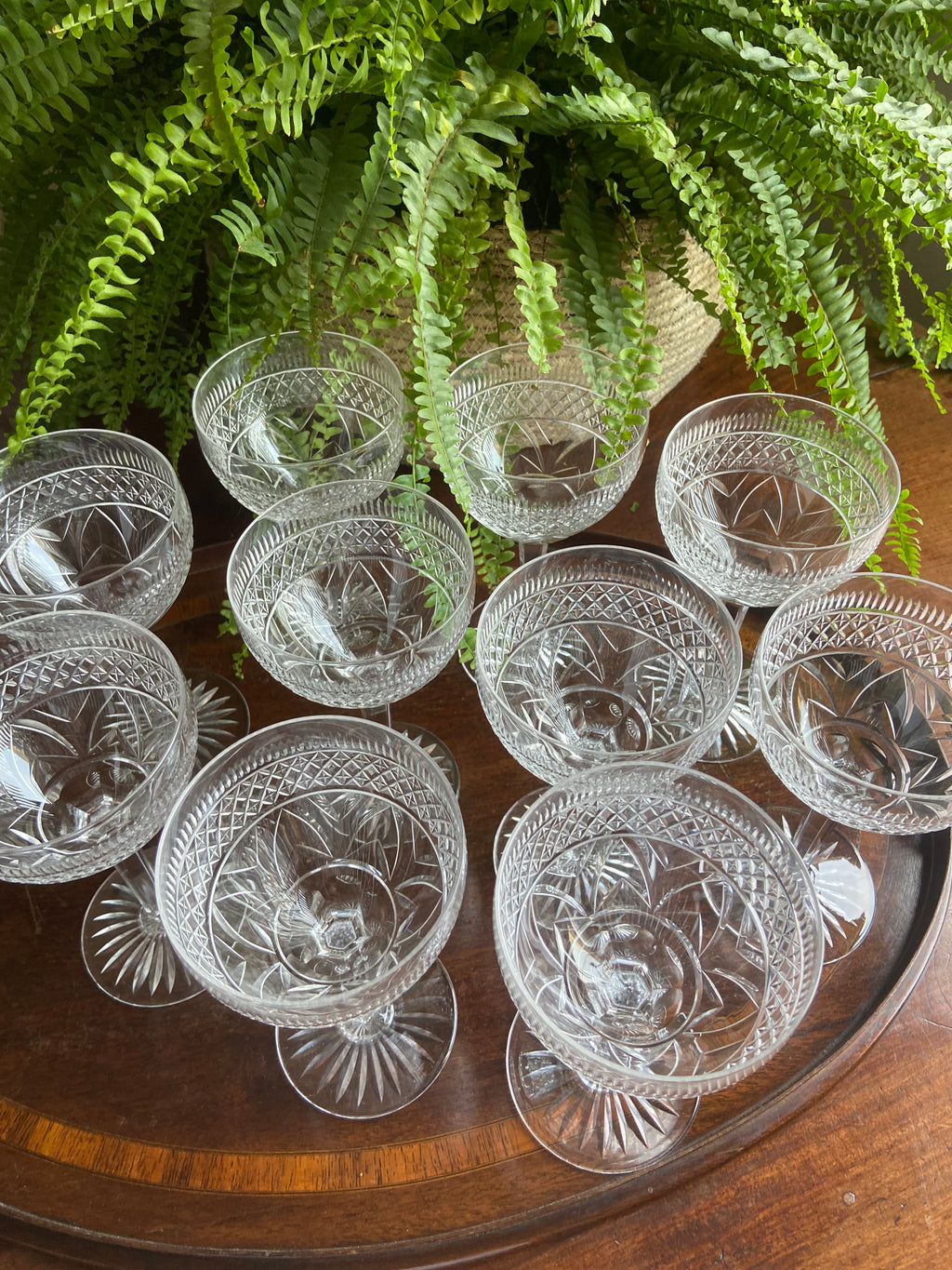 10 copas en cristal tallado