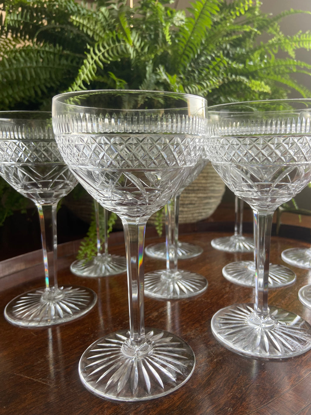 10 copas en cristal tallado