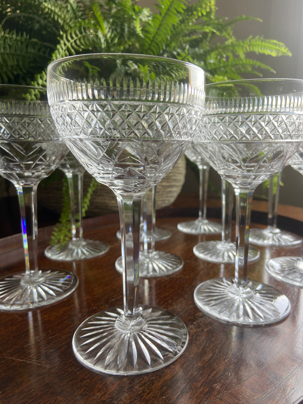 10 copas en cristal tallado