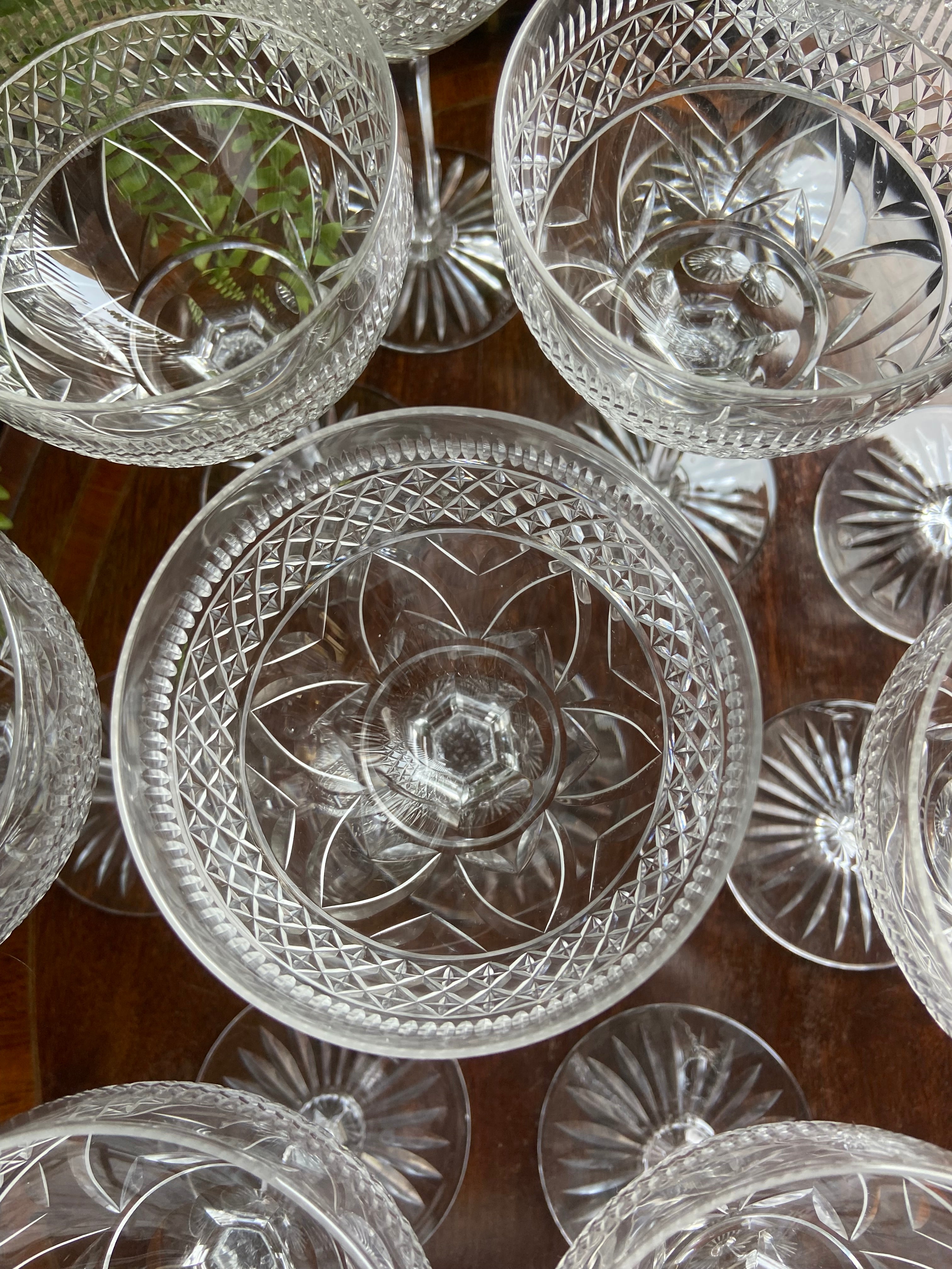 10 copas en cristal tallado