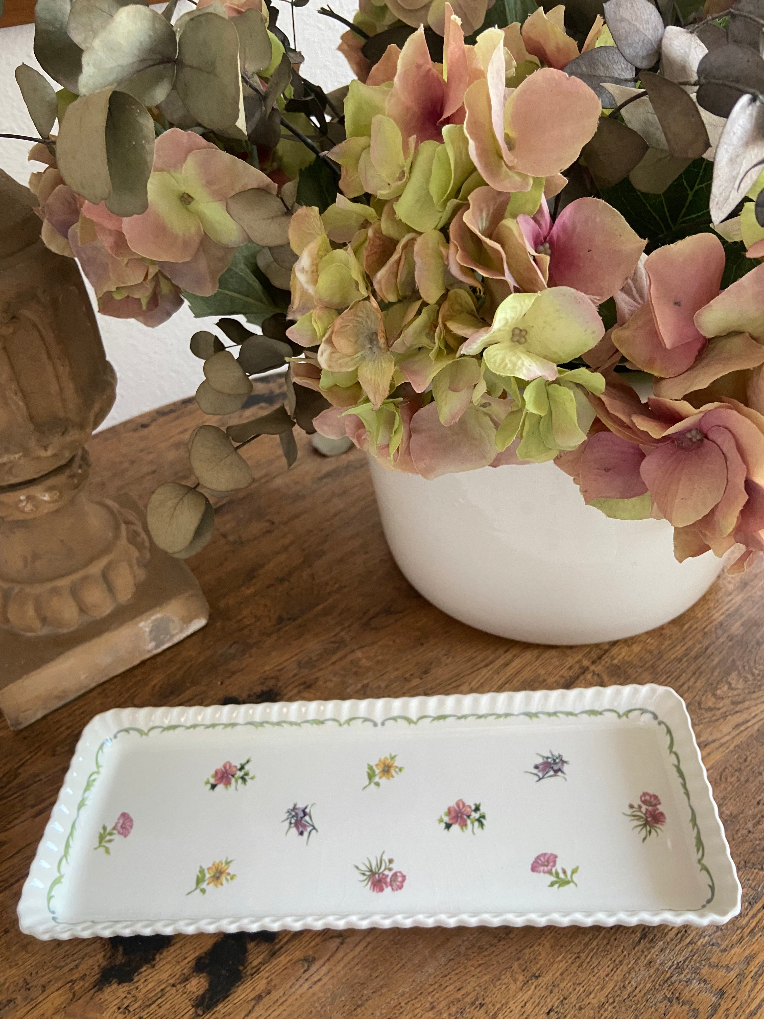 Fuente rectangular de cake en loza "San Claudio" (mod. Flowers & Fruits)
