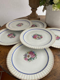 6 platos llanos en porcelana francesa de Limoges "Bernardaud & Cia"