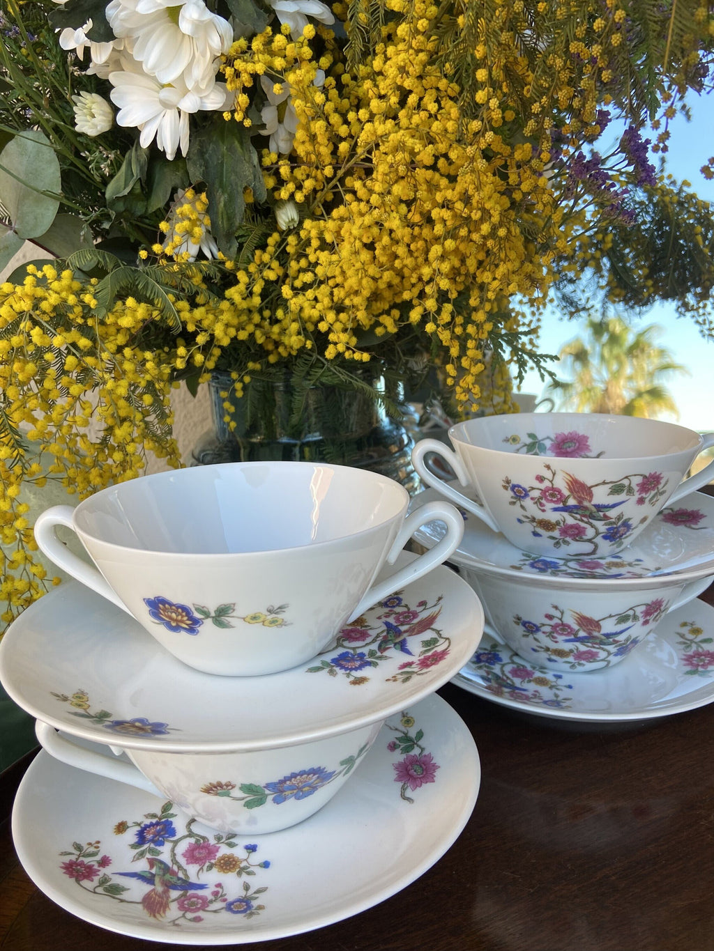4 tazas consomé en porcelana "Bidasoa".