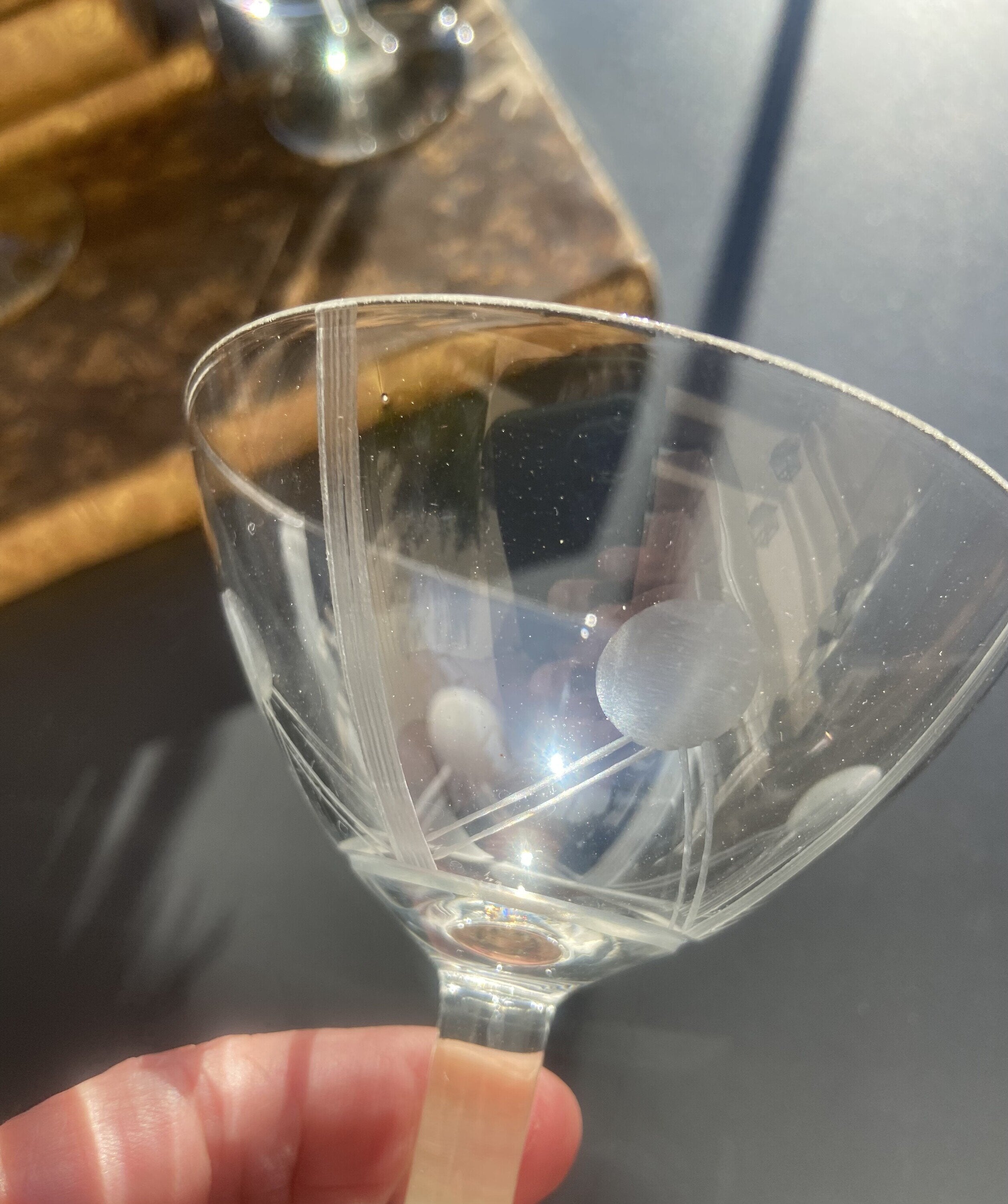 6 copas cava en vidrio tallado