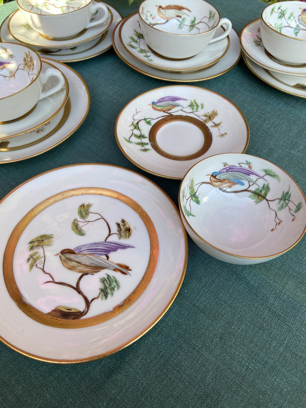6 tazas de té con plato y 6 platos de merienda en porcelana "Bidasoa"