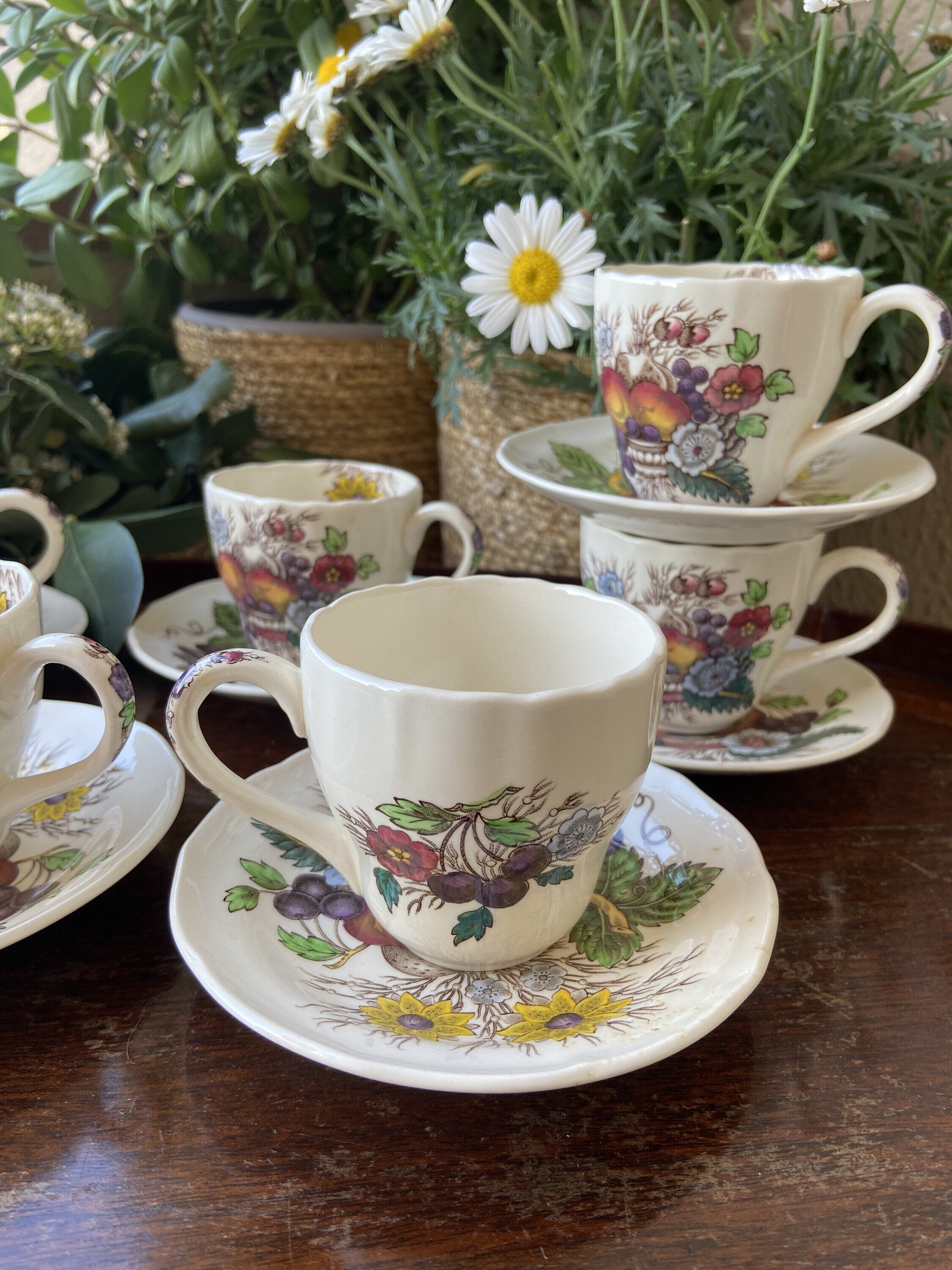 6 tazas cafe en loza inglesa "Spode"