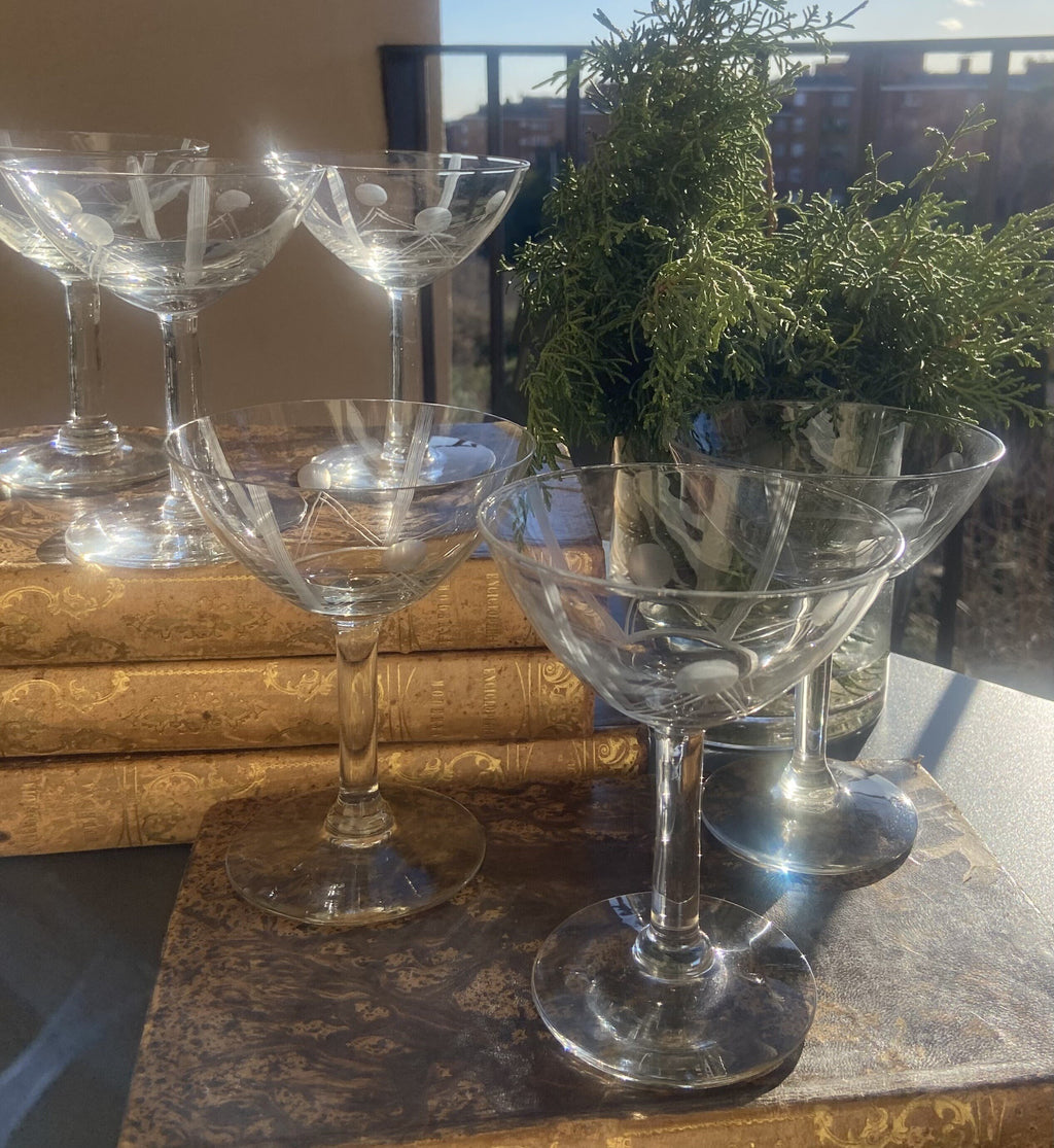 6 copas cava en vidrio tallado