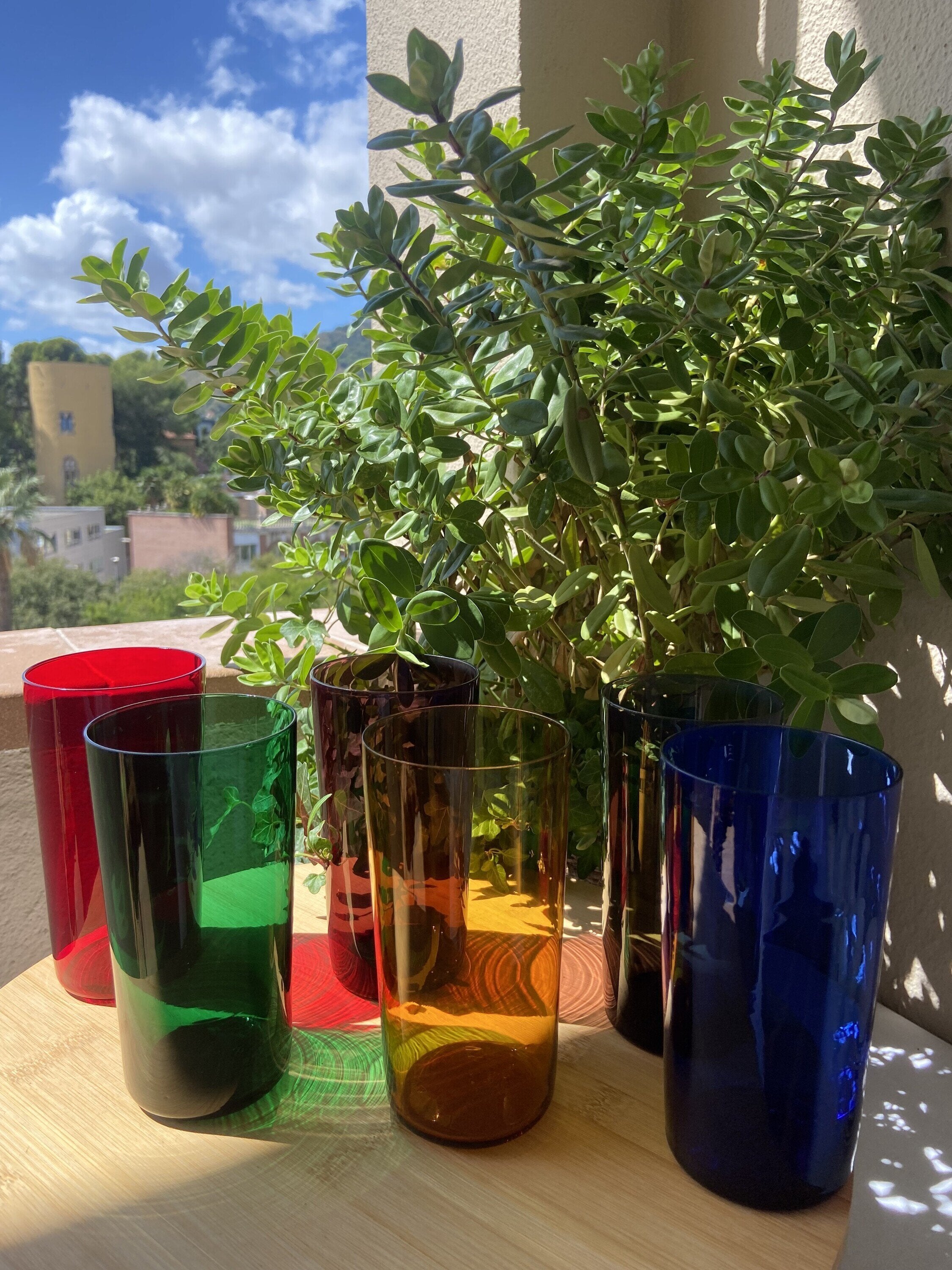 6 vasos refresco en diferentes colores