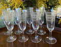 8 copas de cava en cristal serigrafiado.