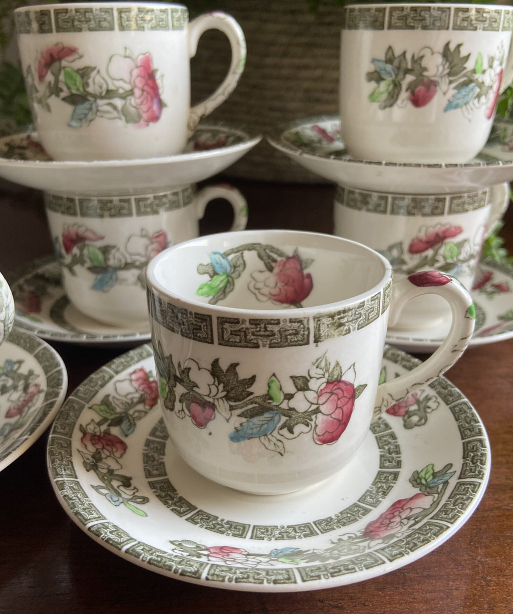 6 tazas de café en loza inglesa "Johnson Bros" (mod. Indian tree)