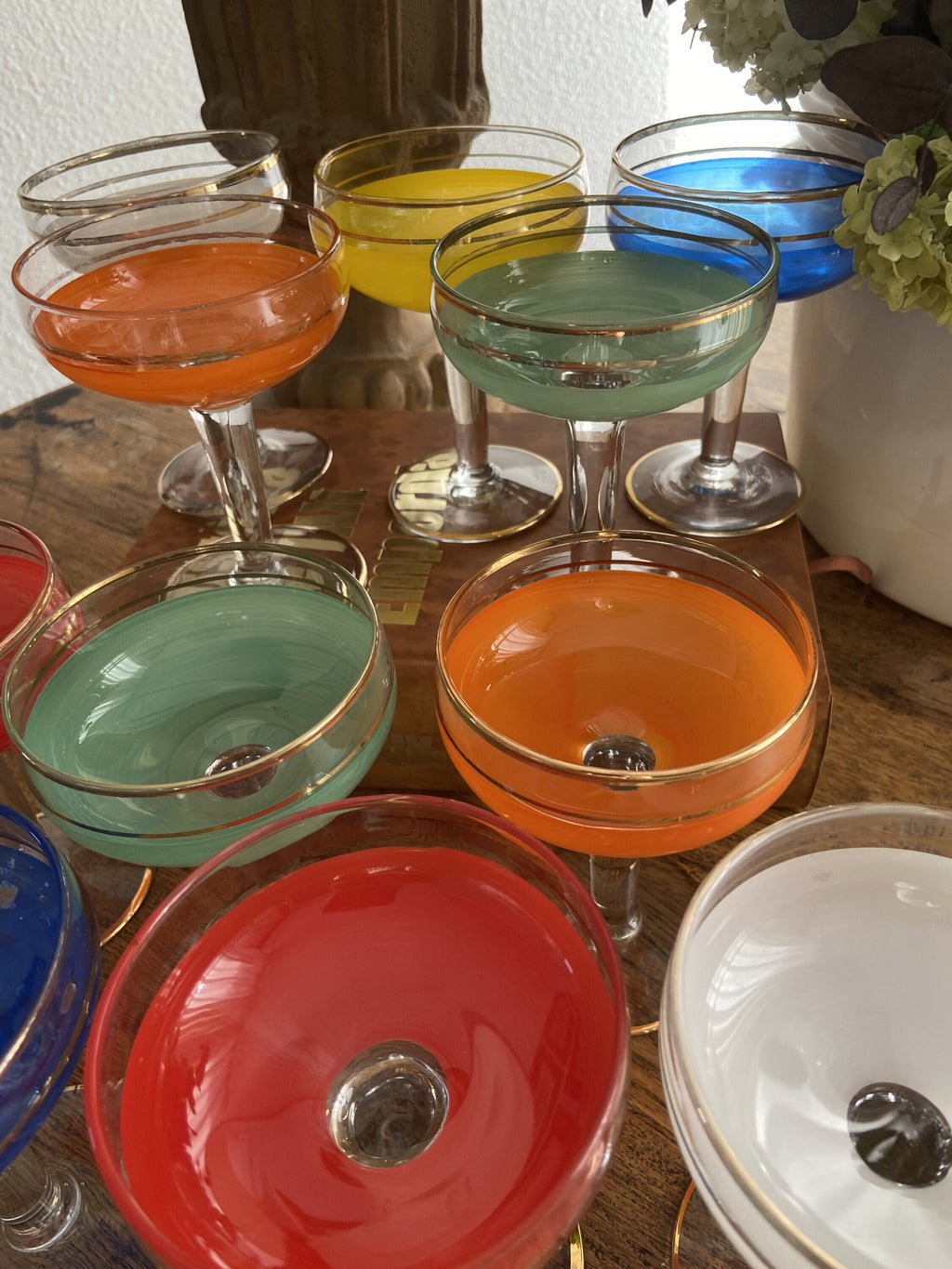 11 copas cava/postre en diferentes colores.