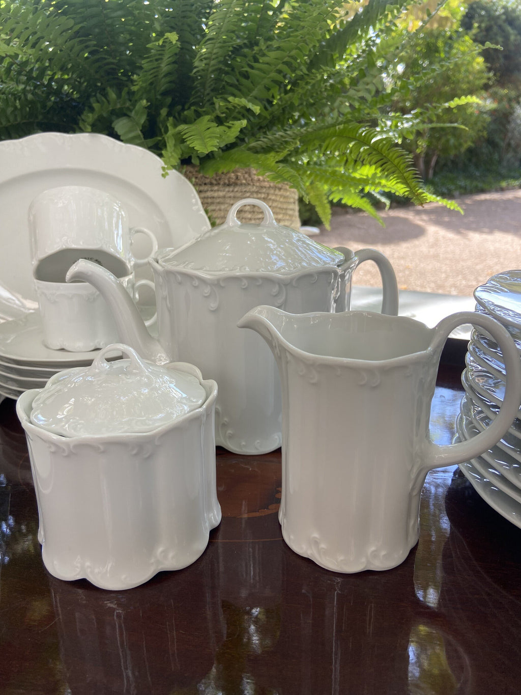 Juego de té en porcelana blanca "Rossenthal"