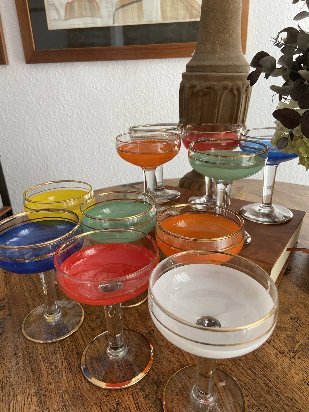 11 copas cava/postre en diferentes colores.