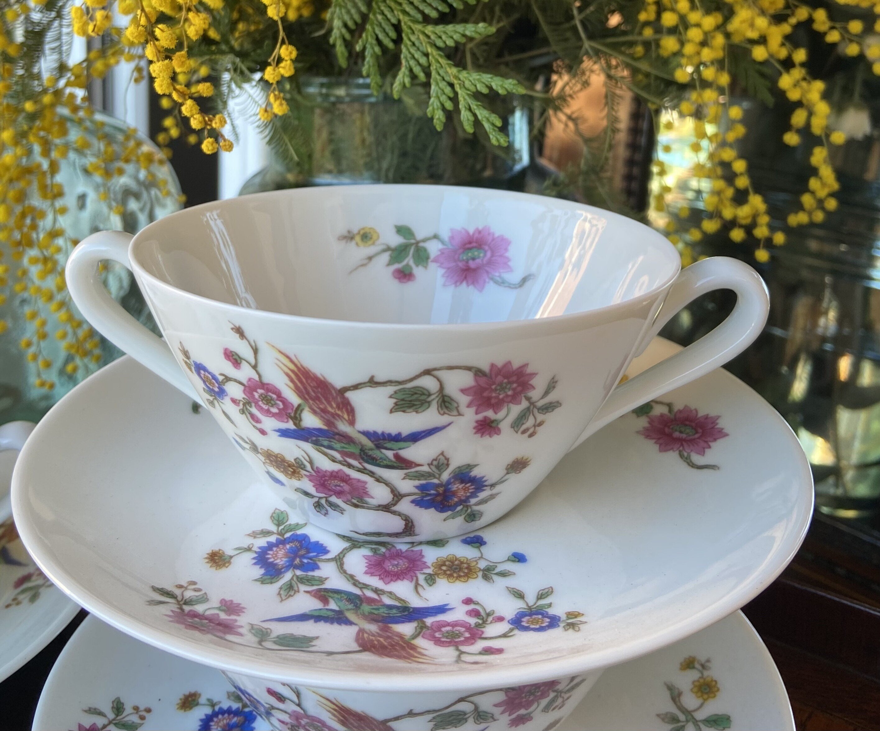 4 tazas consomé en porcelana "Bidasoa".