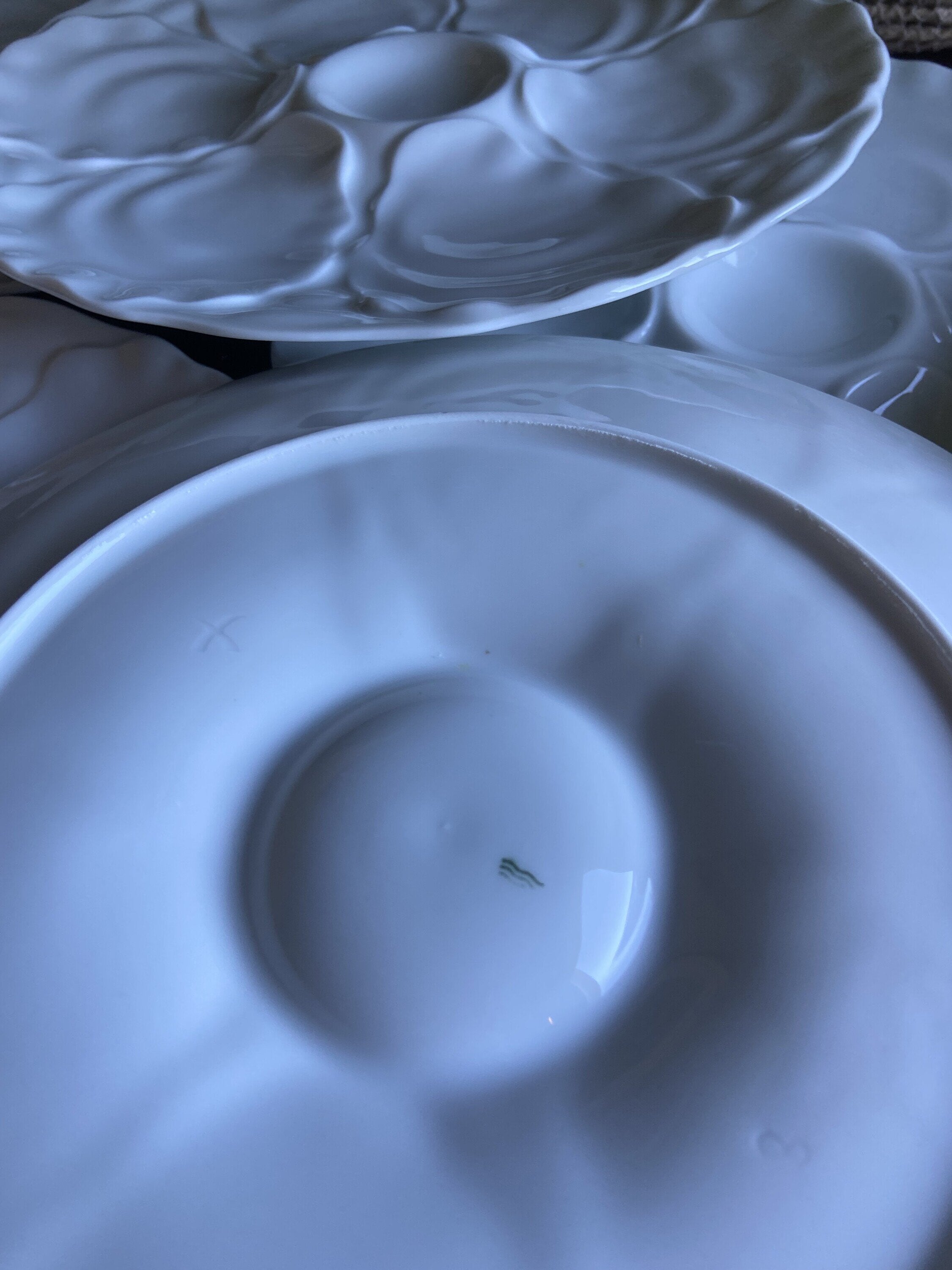 Platos para ostras en porcelana "Bidasoa".