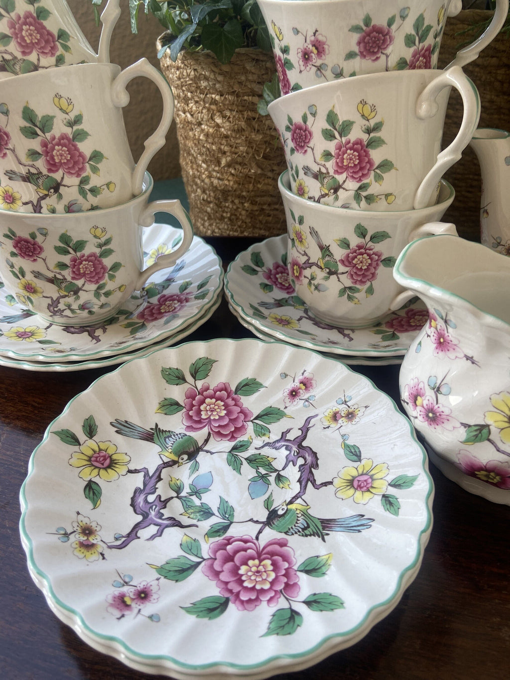 Juego de té en loza inglesa "Old Foley"