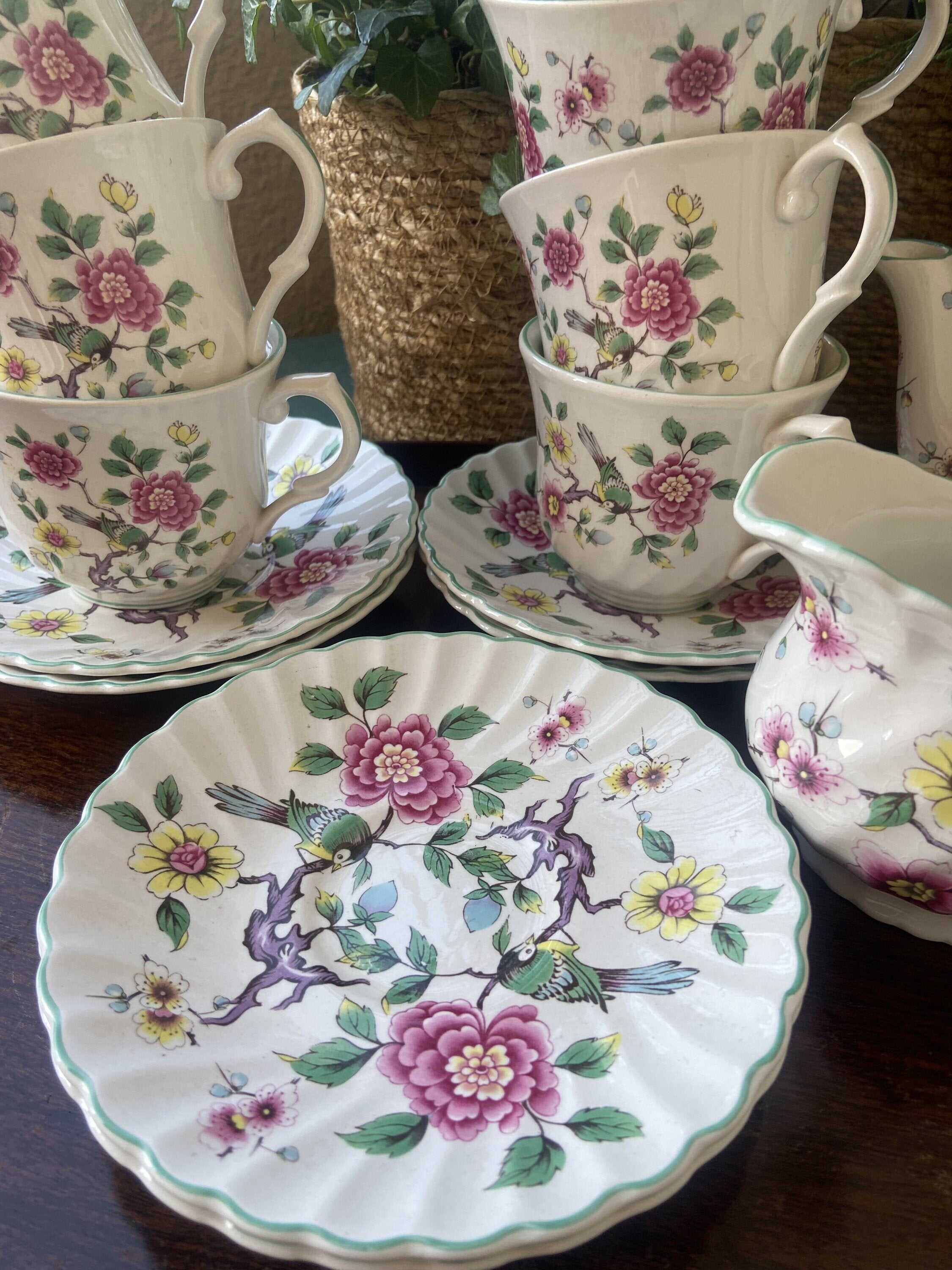 Juego de té en loza inglesa "Old Foley"