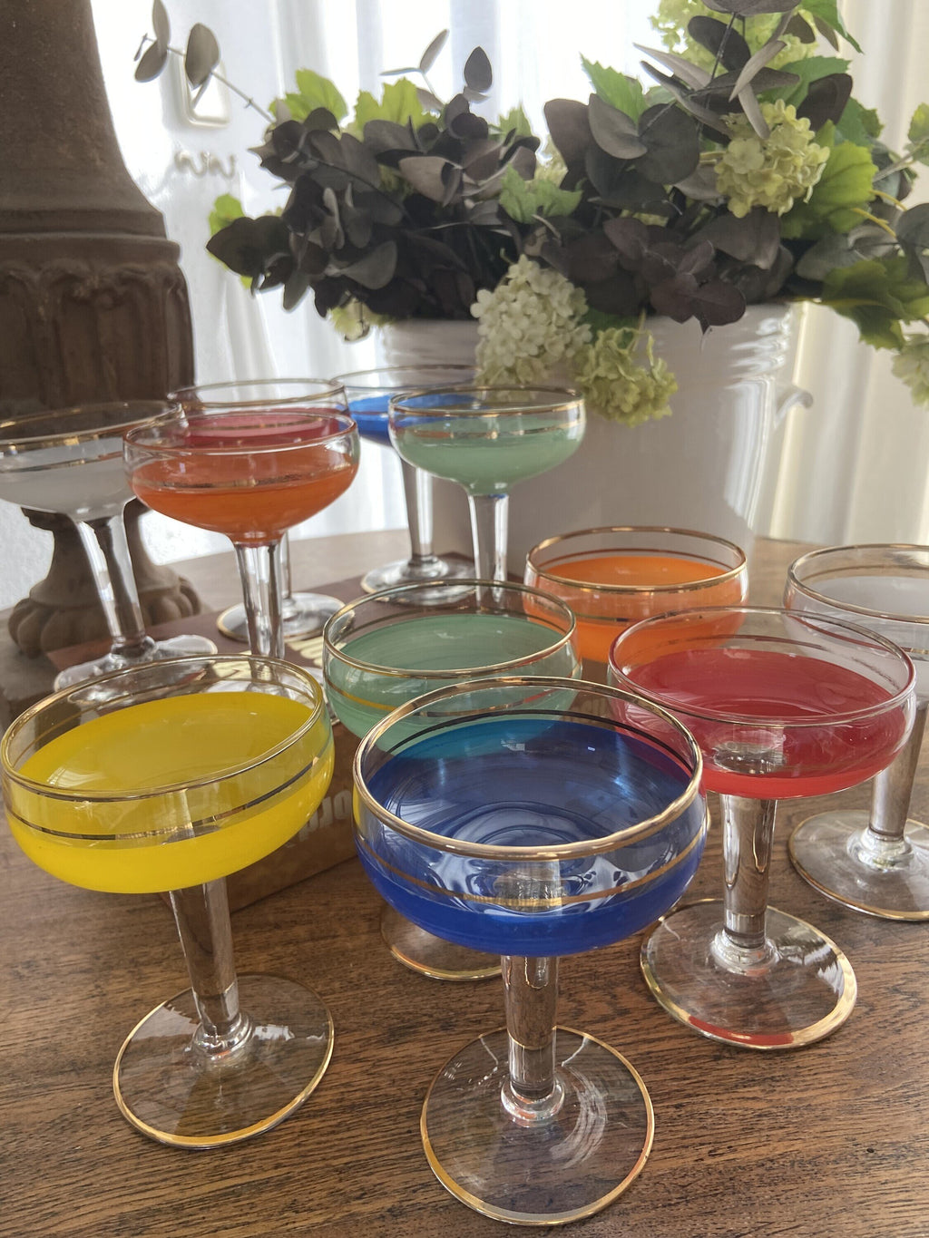 11 copas cava/postre en diferentes colores.