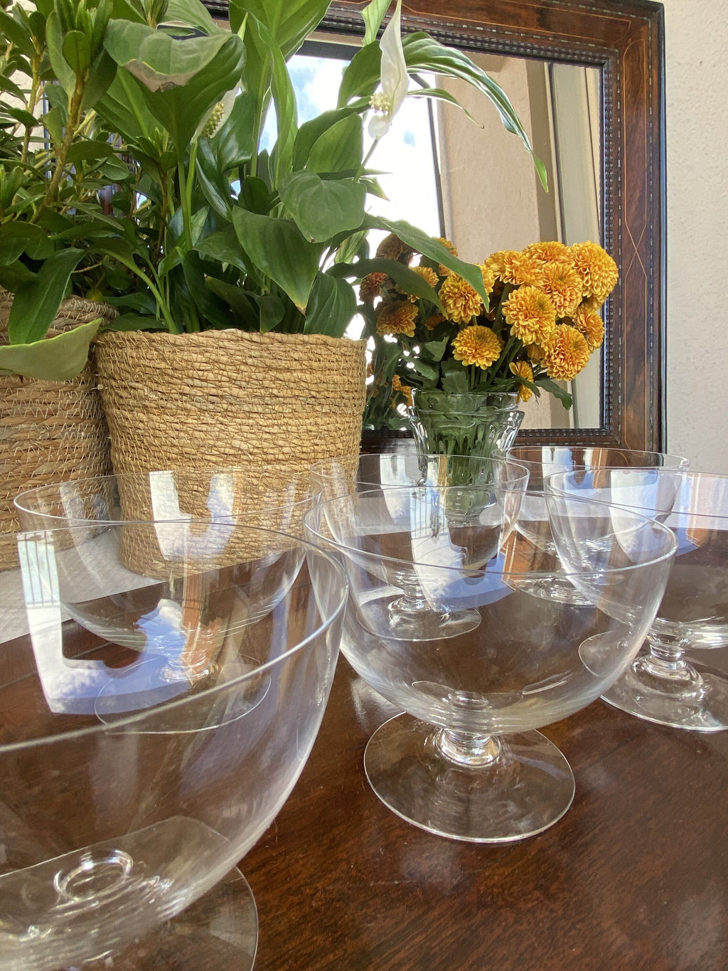 6 copas postres en fino cristal.