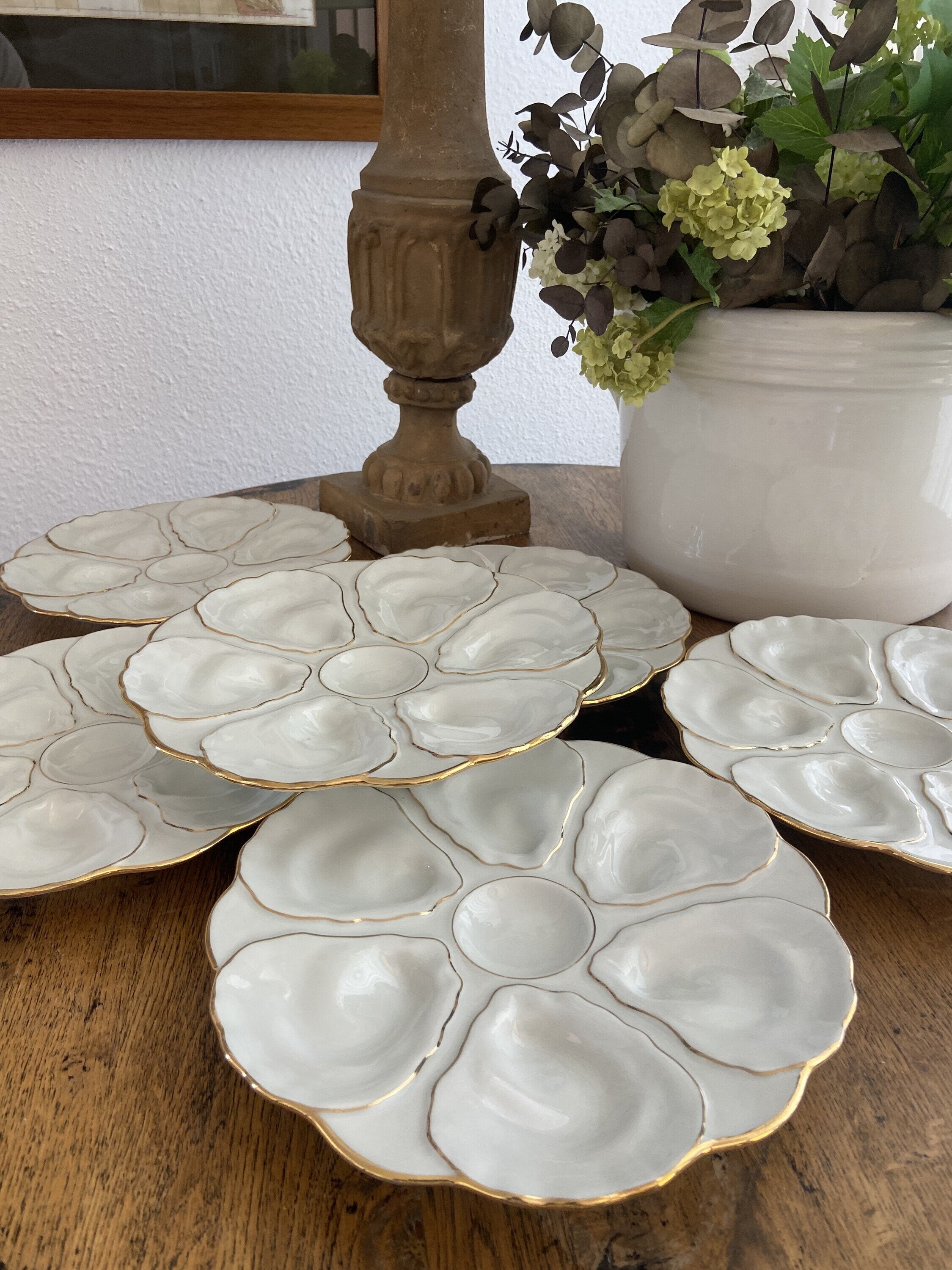 Platos para ostras en porcelana francesa "porcelaine d´art J.R."