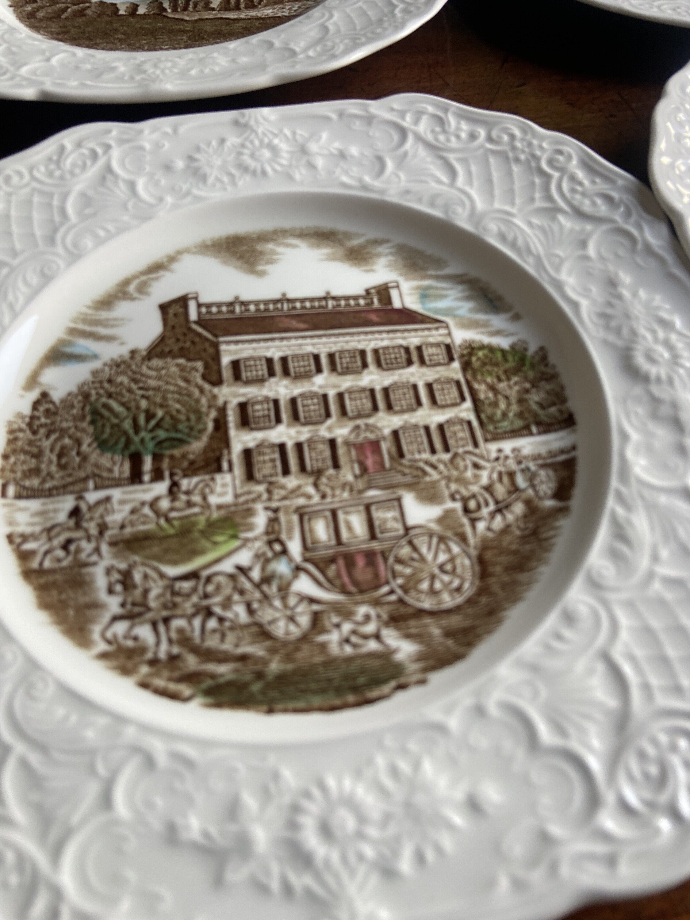 12 platos merienda en loza inglesa "Johnson Bros" (mod.Historic Scenes).