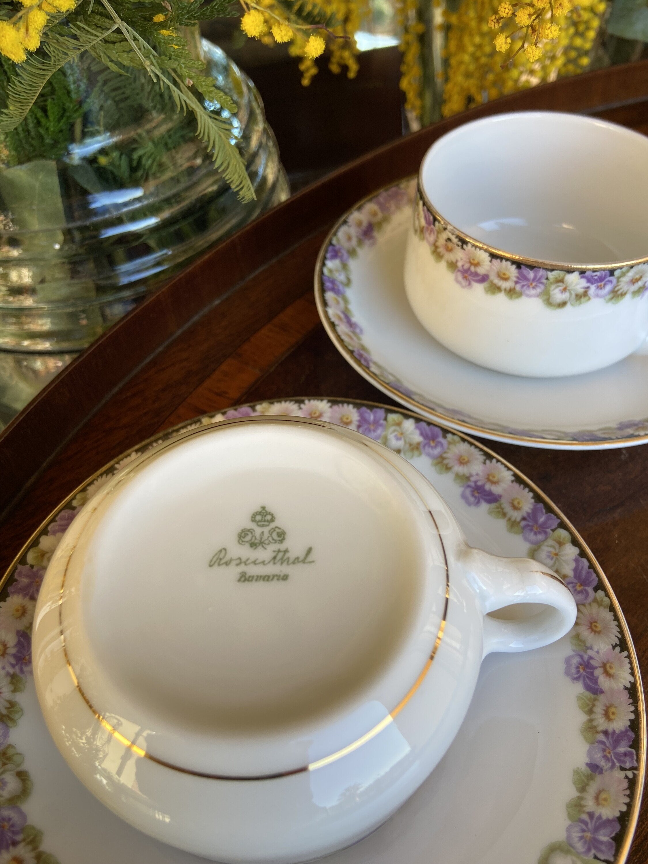 Pareja tazas café en porcelana alemana  "Rosenthal".