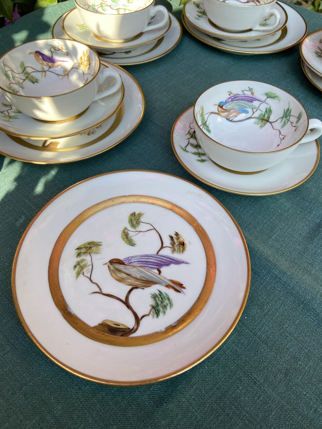 6 tazas de té con plato y 6 platos de merienda en porcelana "Bidasoa"